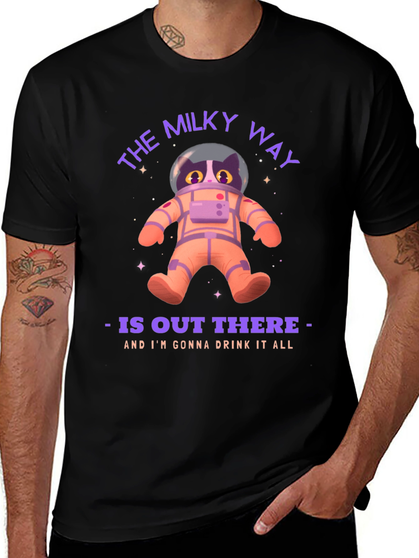 Variant 22 of Milky Way Cat Astronaut Graphic Tee