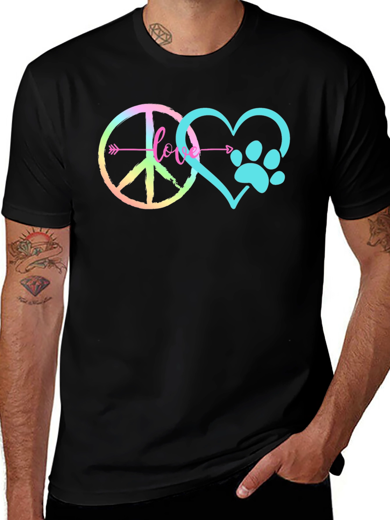 Variant 3 of Peace Love Paw Print T-Shirt
