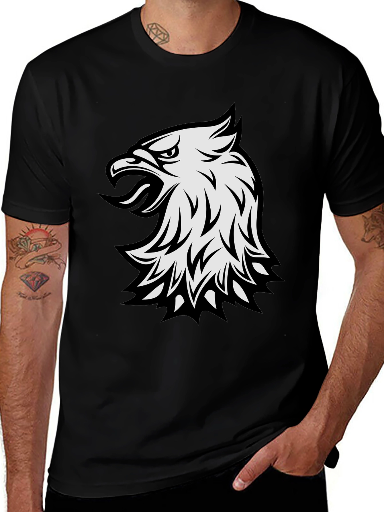 Variant 10 of Men's Black Eagle Graphic T-Shirt