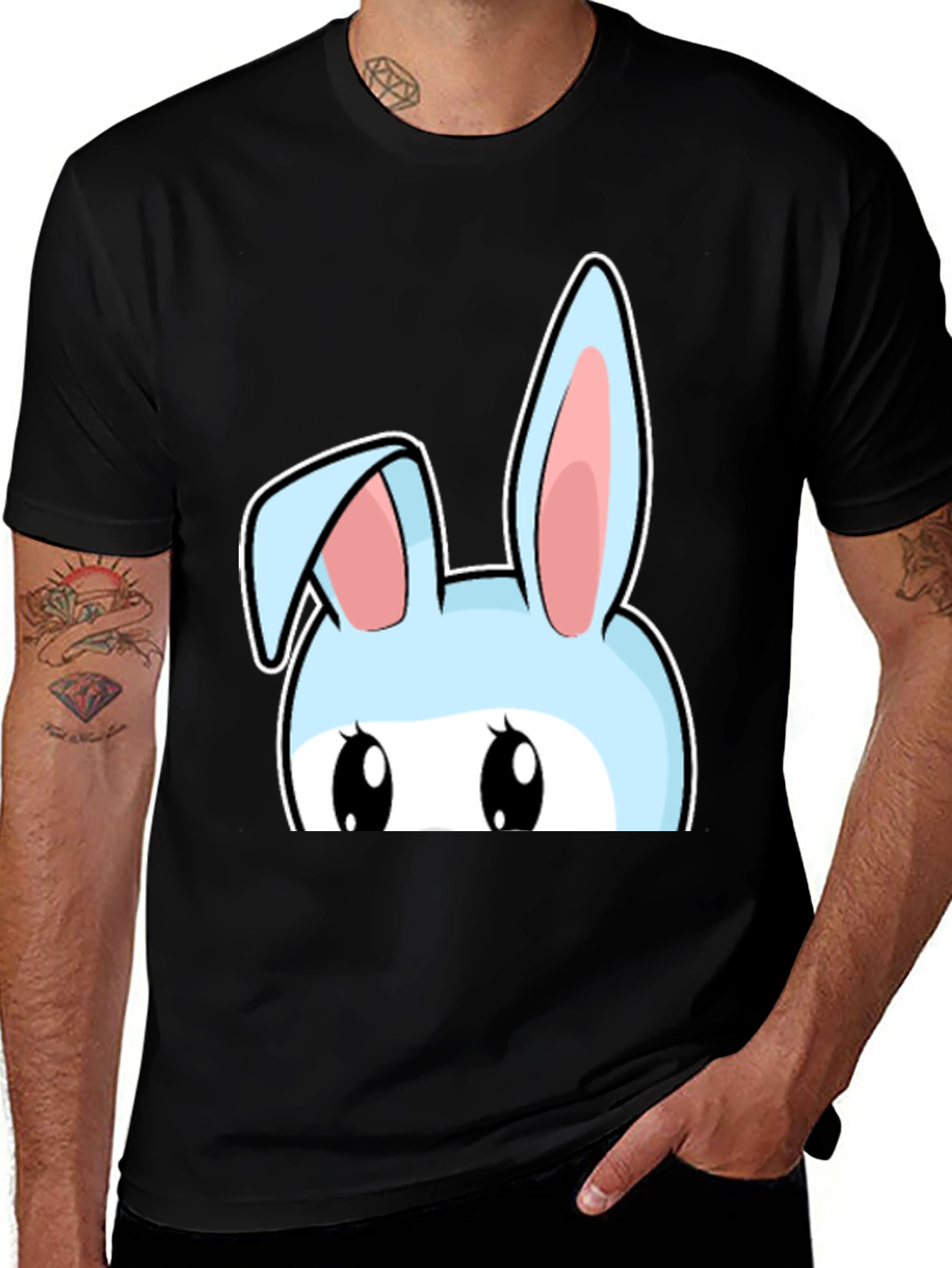 Variant 27 of Bunny Peek T-Shirt - Cute Cartoon Rabbit Design