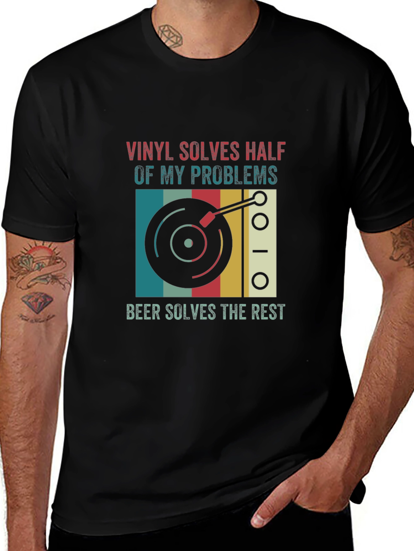 Variant 29 of Vinyl and Beer Humor T-Shirt