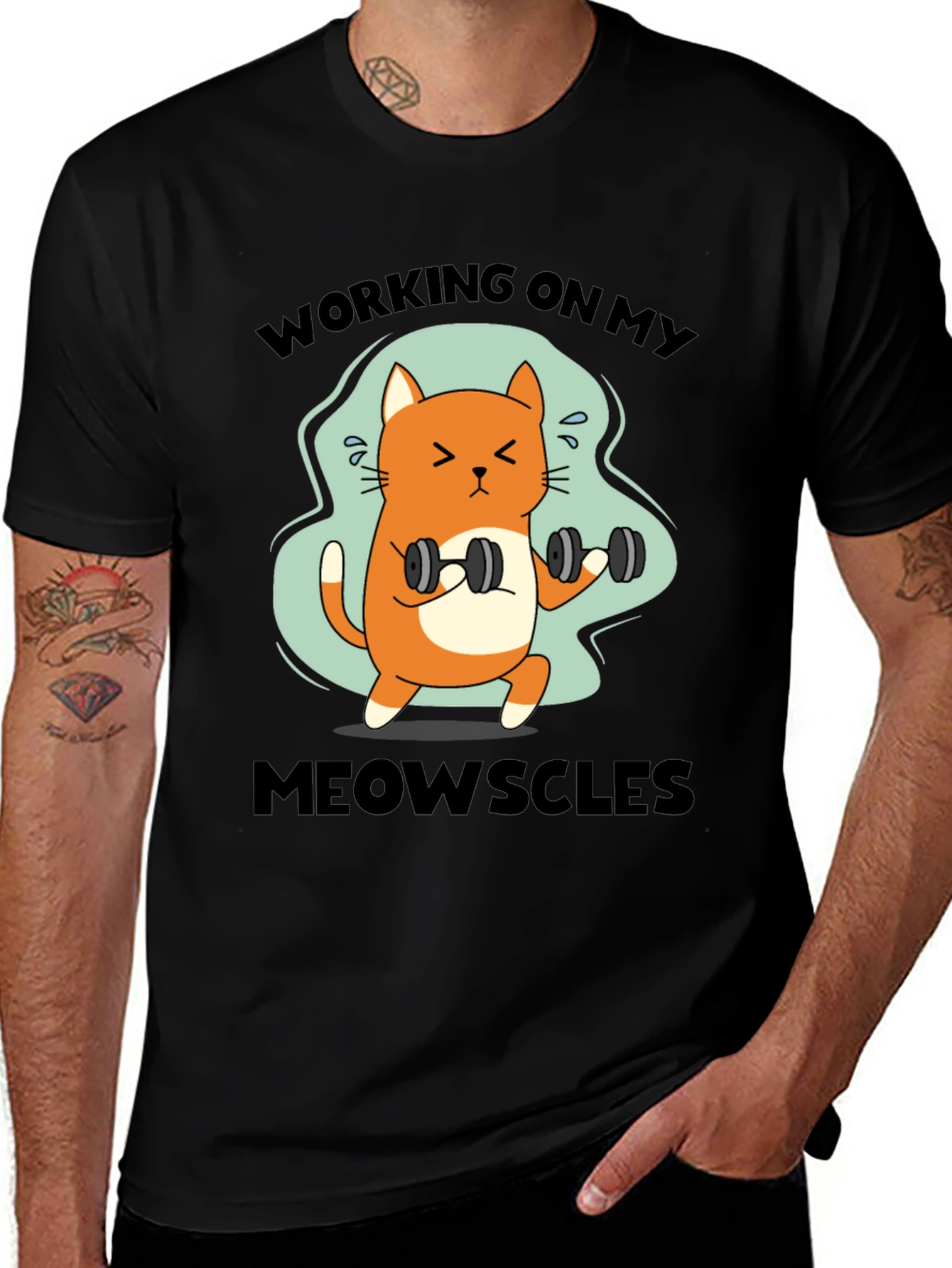 Variant 24 of Working On My Meowscles Cat Gym T-Shirt