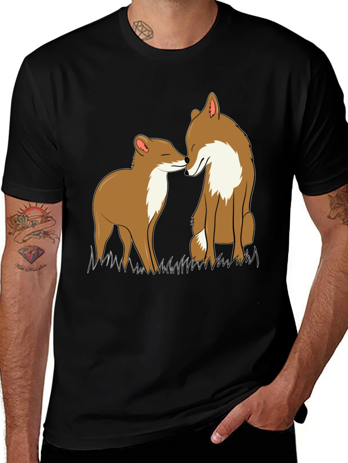 Variant 18 of Fox Love Graphic Tee - Black Crew Neck