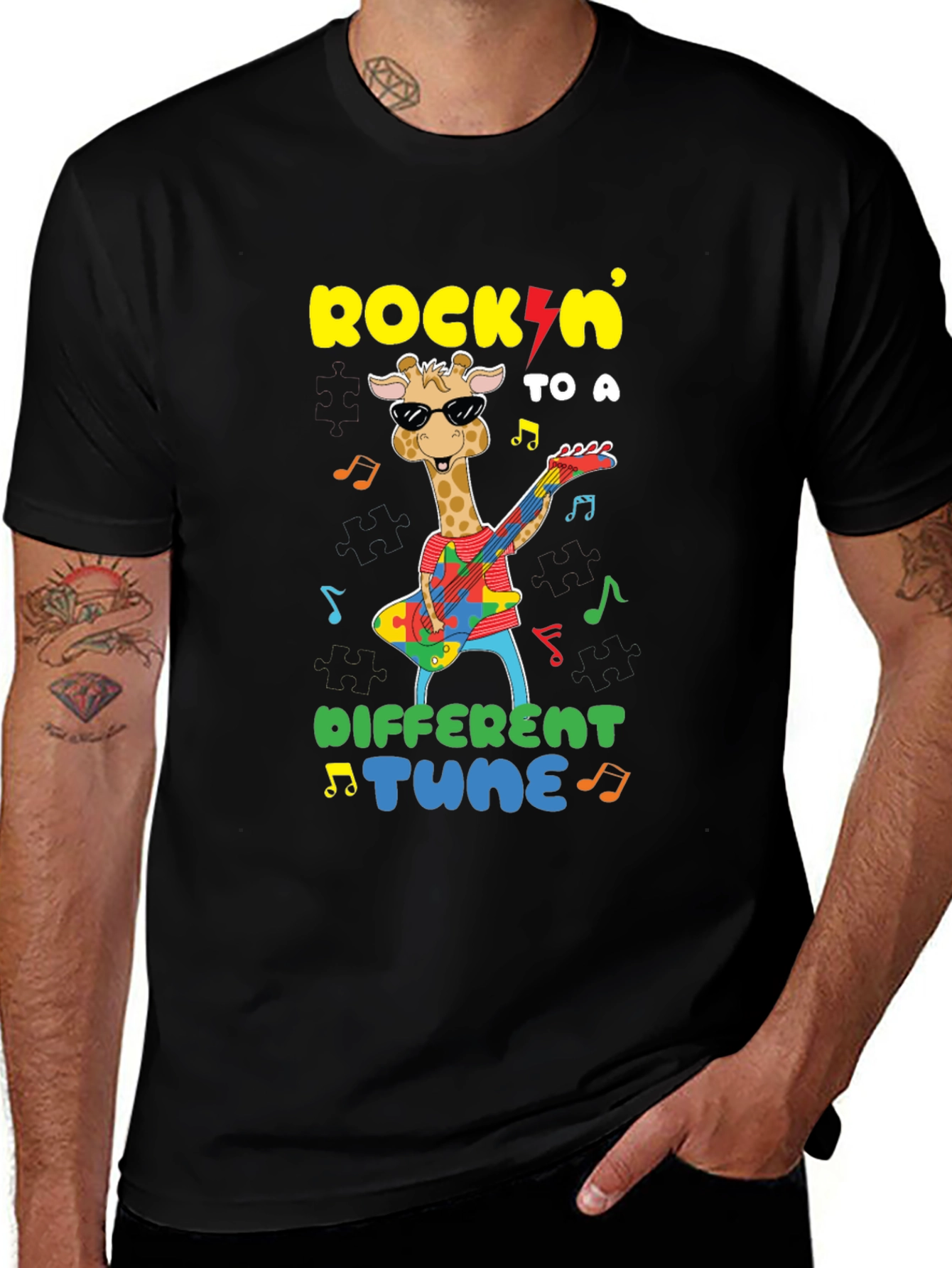 Variant 25 of Rockin' Giraffe Autism Awareness T-Shirt