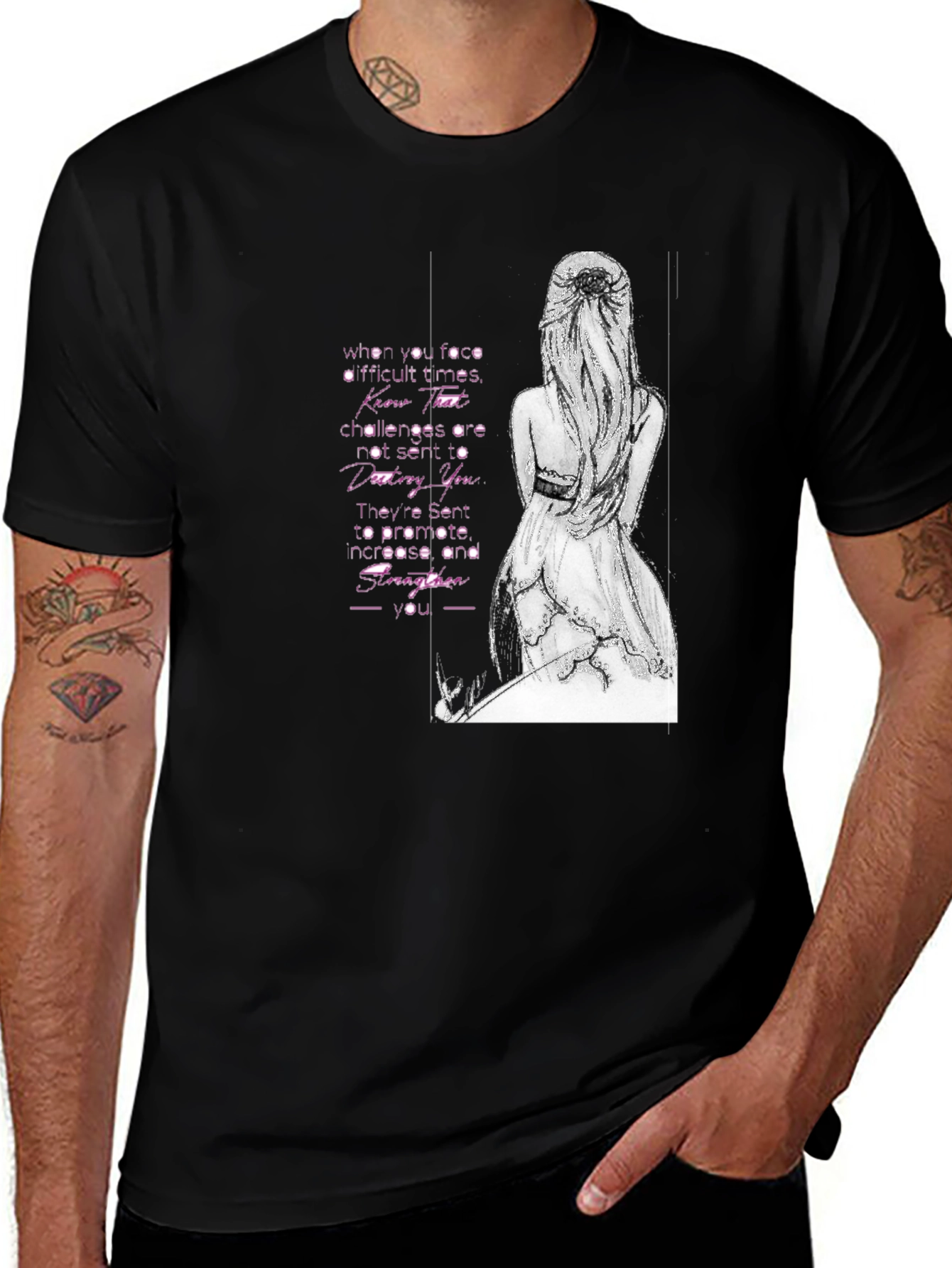 Variant 20 of Black T-Shirt with Inspirational Woman Design