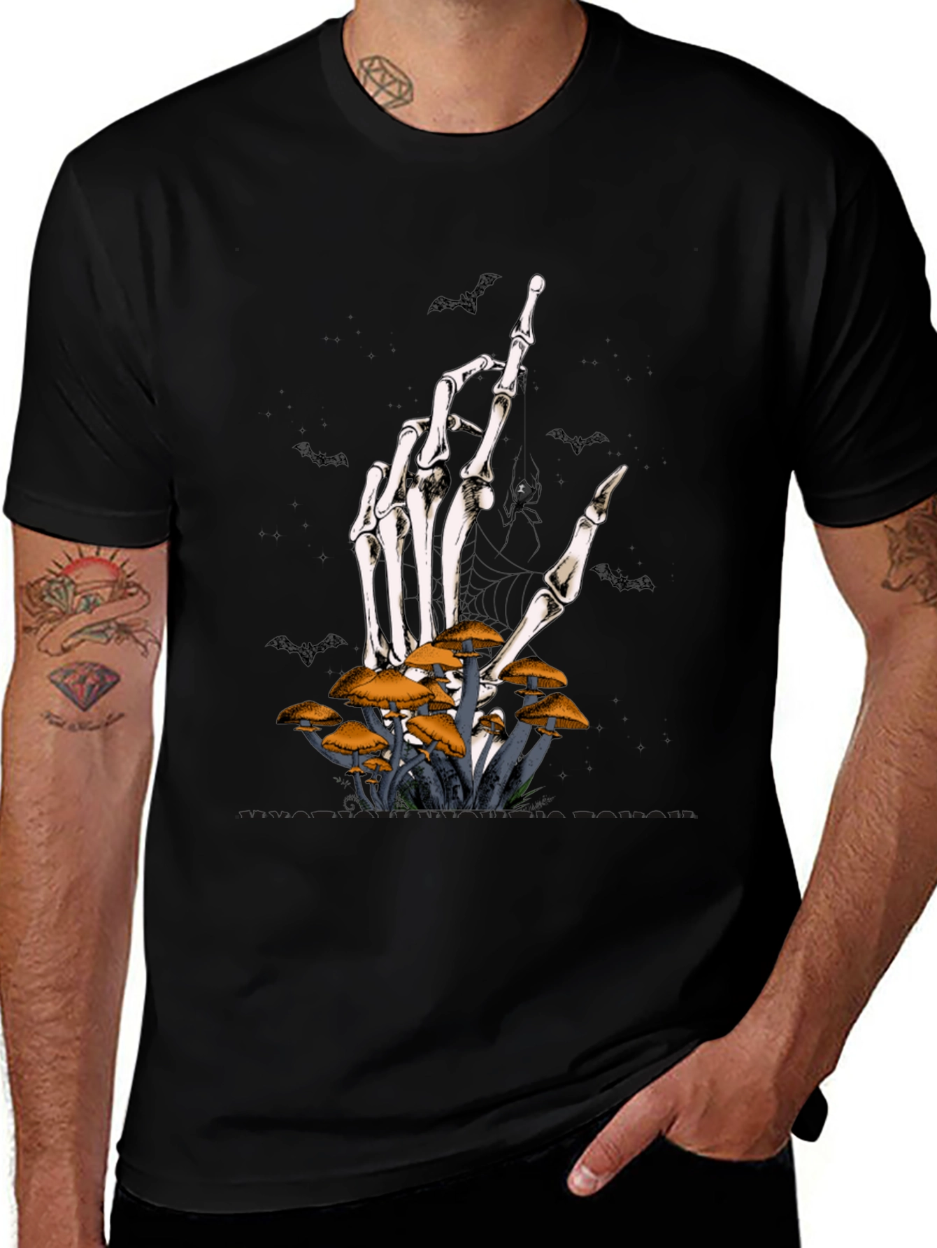 Variant 12 of Halloween Skeleton Hand & Mushroom T-Shirt