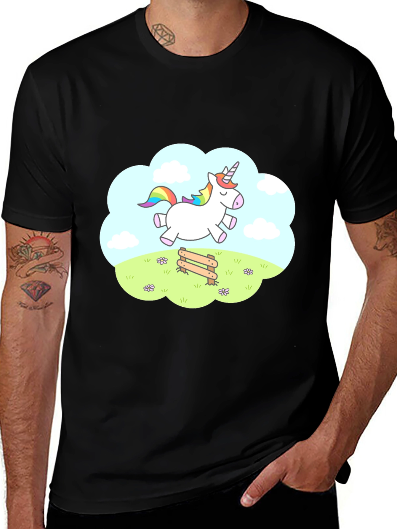 Variant 23 of Unicorn Graphic Tee - Black Cotton T-Shirt