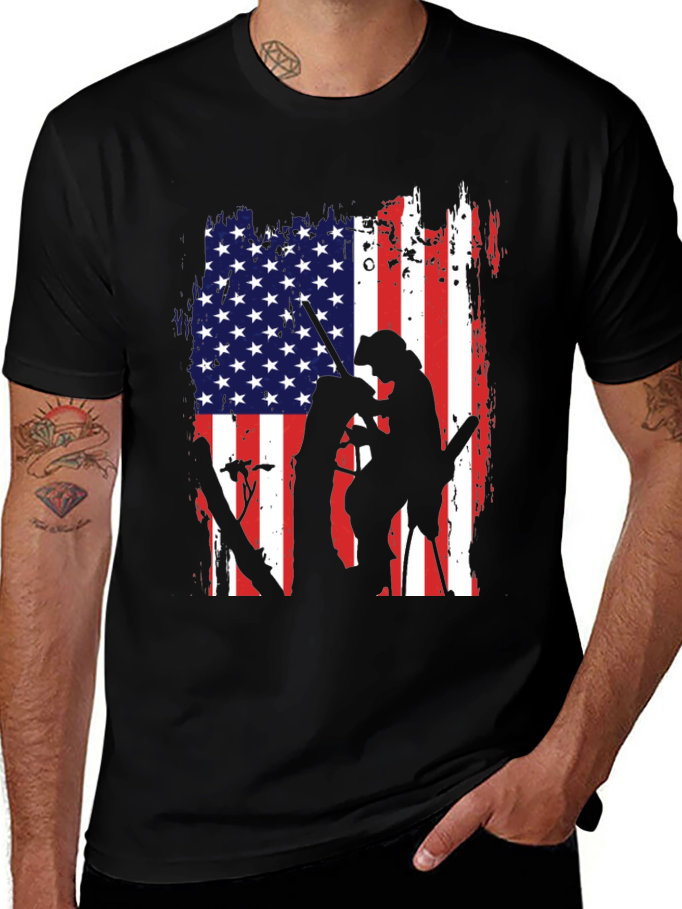 Variant 21 of American Flag Silhouette Veteran Graphic T-Shirt