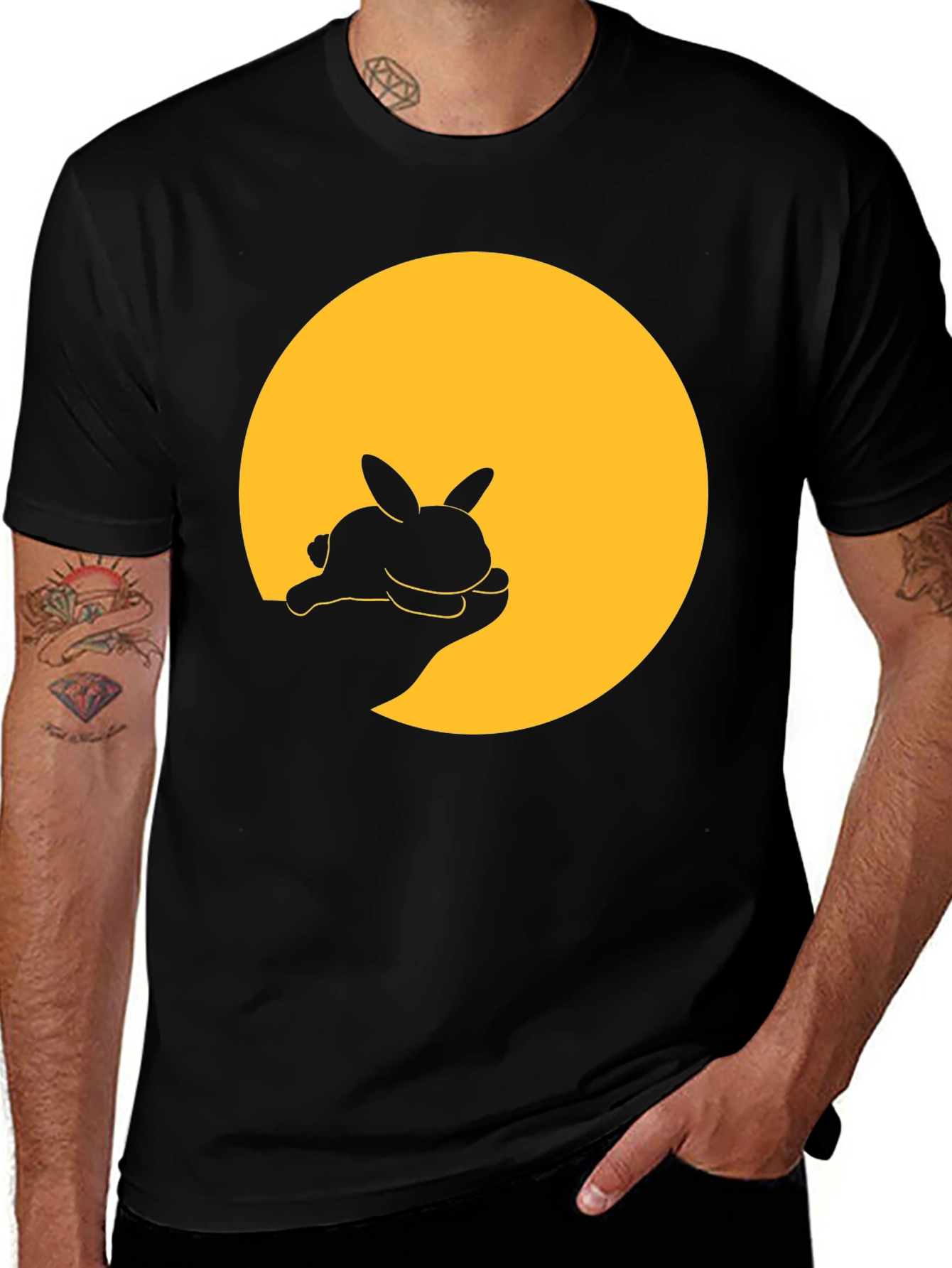 Variant 20 of Bunny Silhouette Graphic Tee - Black