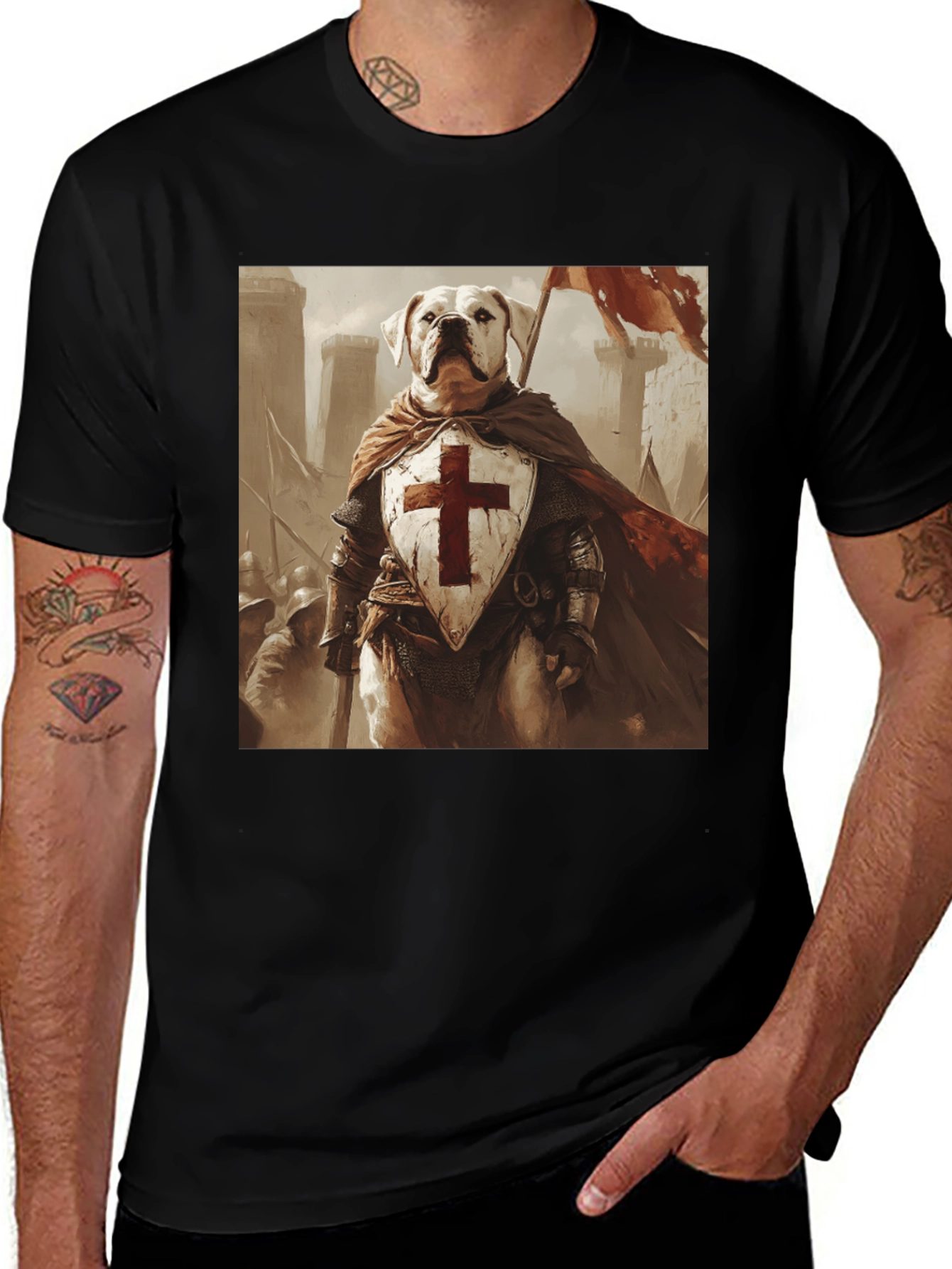 Variant 6 of Dog Knight T-Shirt - Medieval Pet Warrior Tee