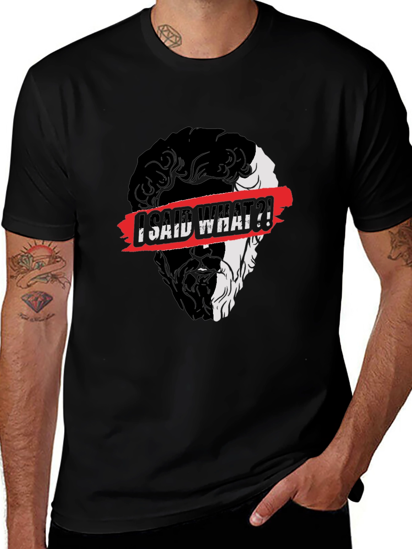 Variant 27 of I Said What?! Graphic Print Black T-Shirt