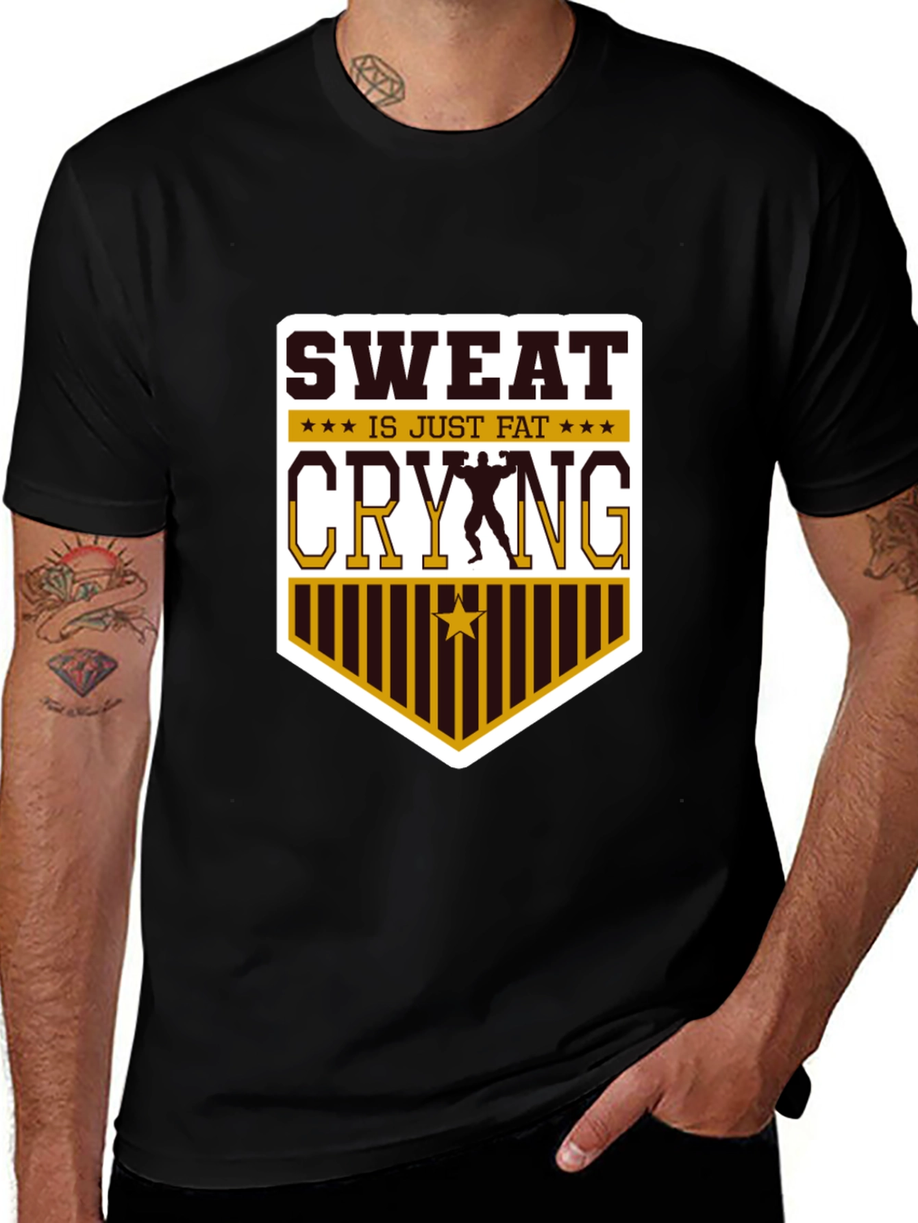 Variant 17 of Sweat is Just Fat Crying Men's Black T-Shirt