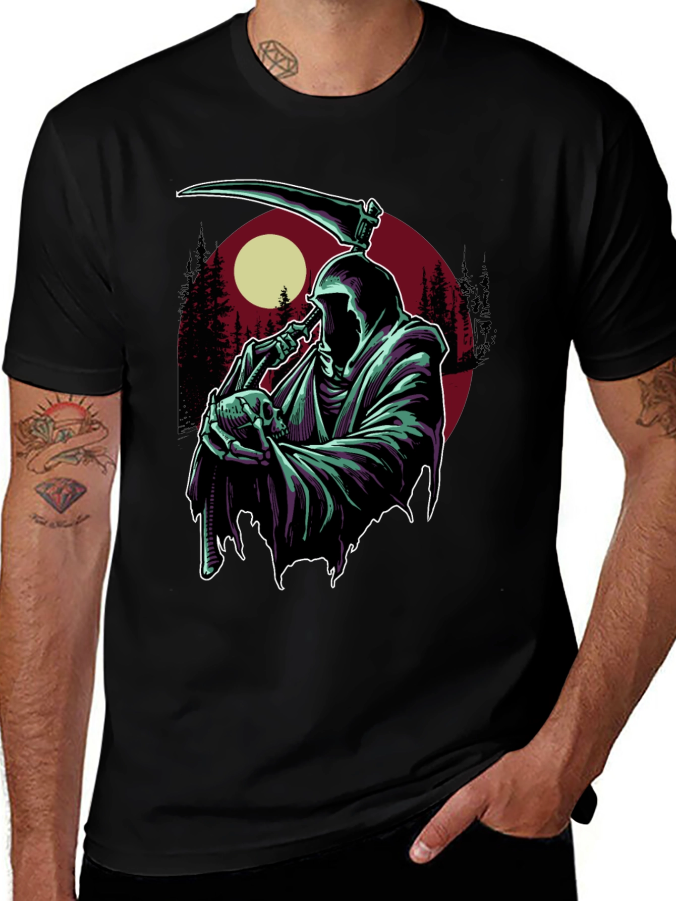 Grim Reaper T-Shirt - Skull and Scythe Graphic Tee