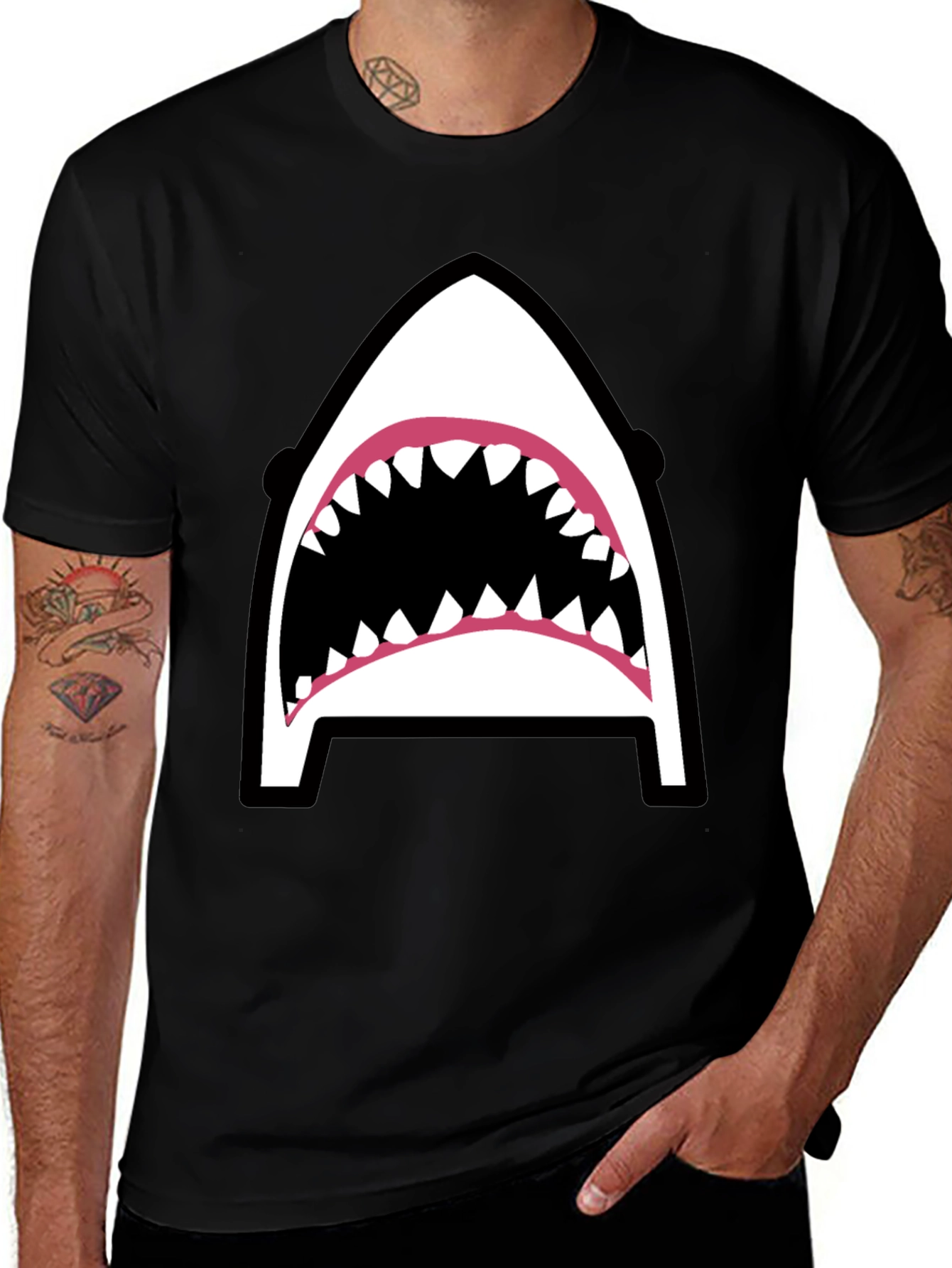 Variant 9 of Shark Graphic Tee - Black Cotton Blend