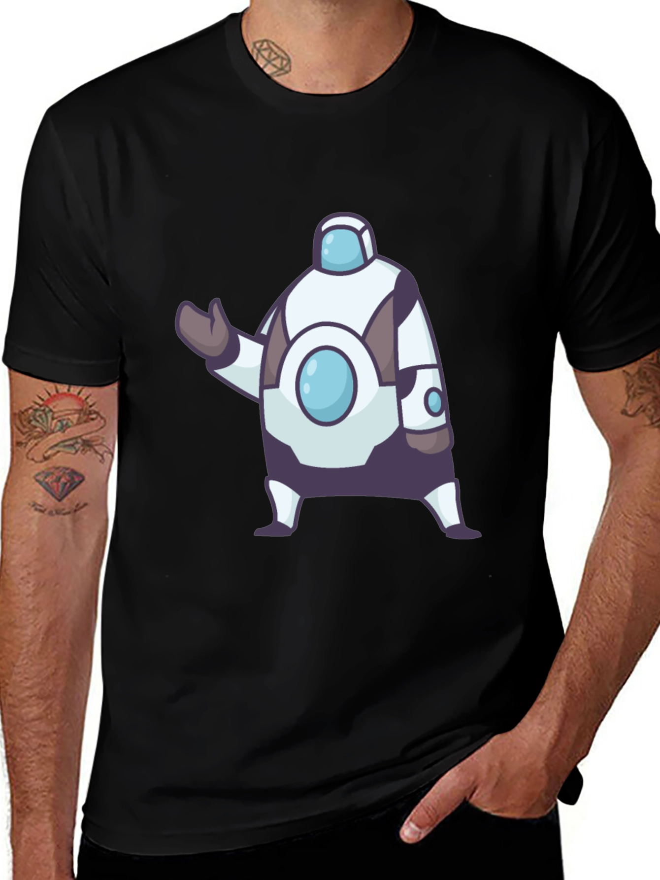 Variant 7 of Astronaut Cartoon Graphic Black T-Shirt