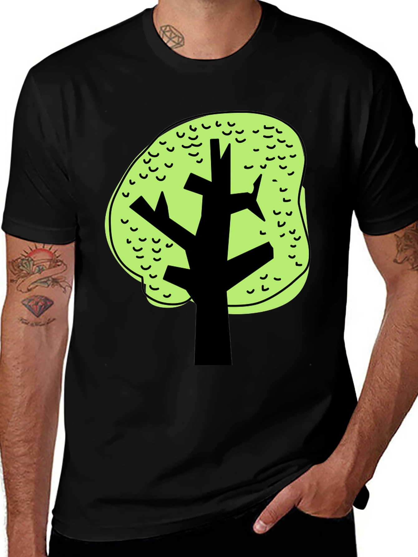 Variant 8 of Funky Tree Graphic Black Tee