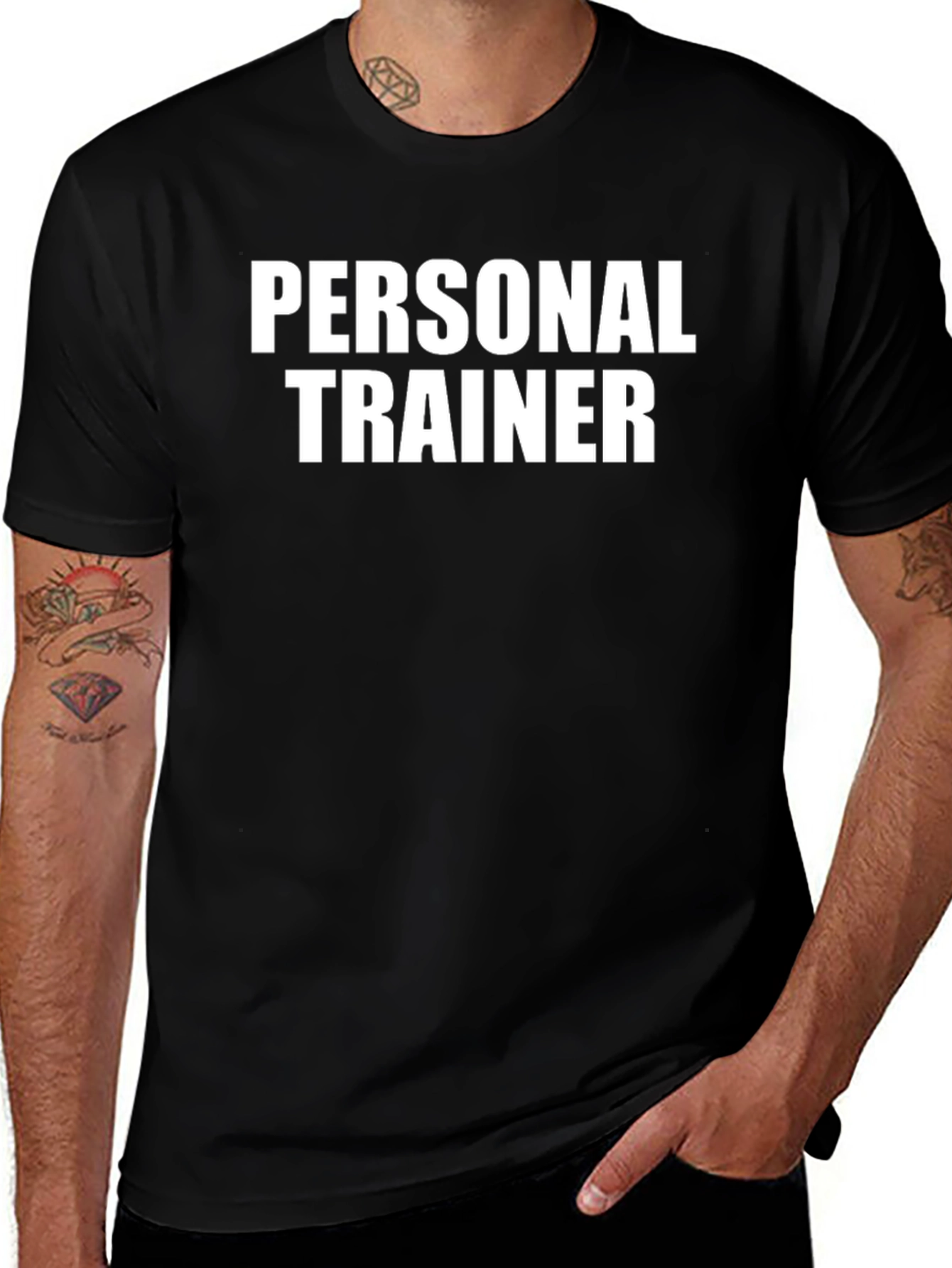 Variant 2 of Personal Trainer T-Shirt, Black Cotton Tee