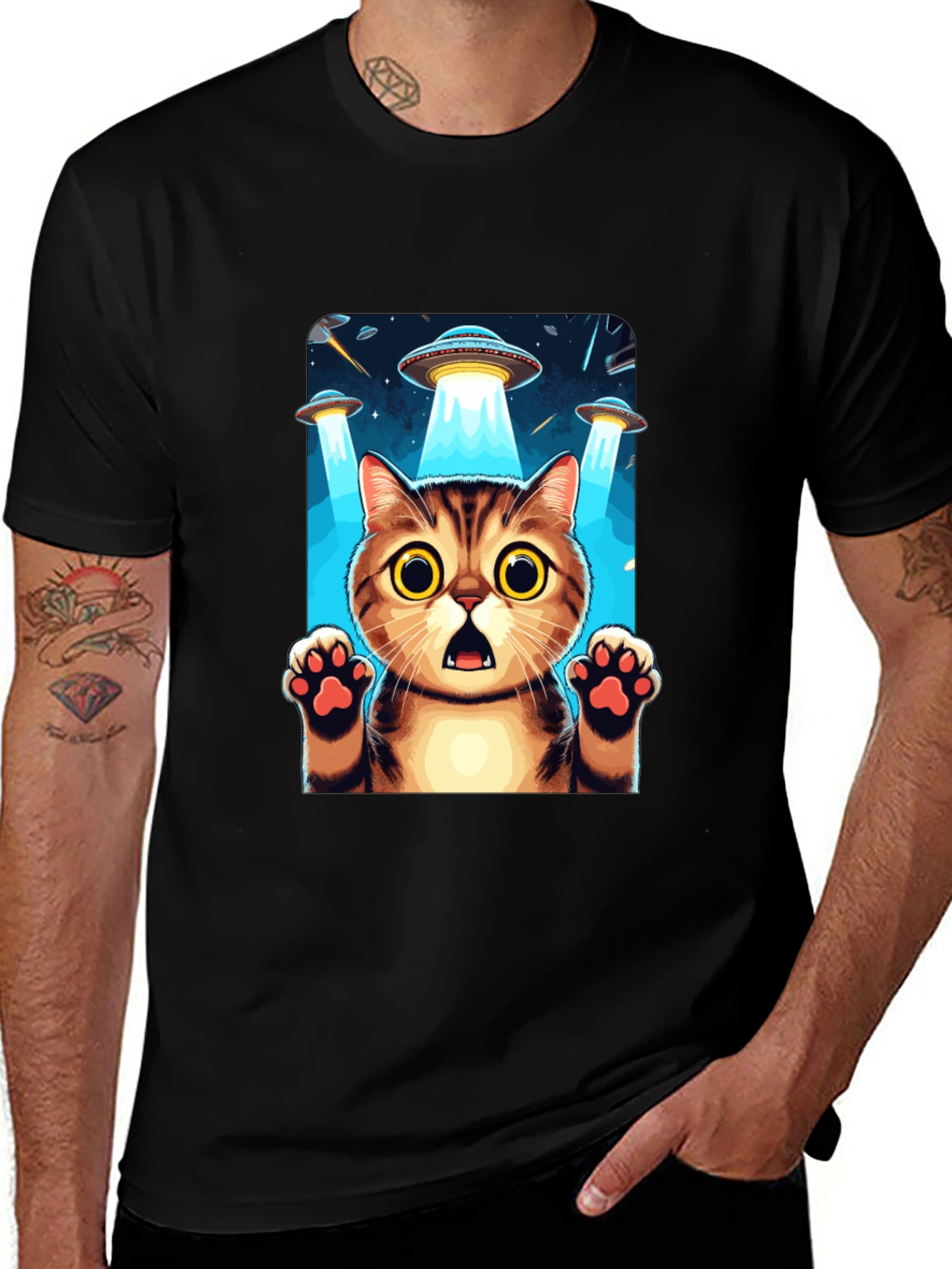 Variant 10 of UFO Cat Abduction Graphic T-Shirt