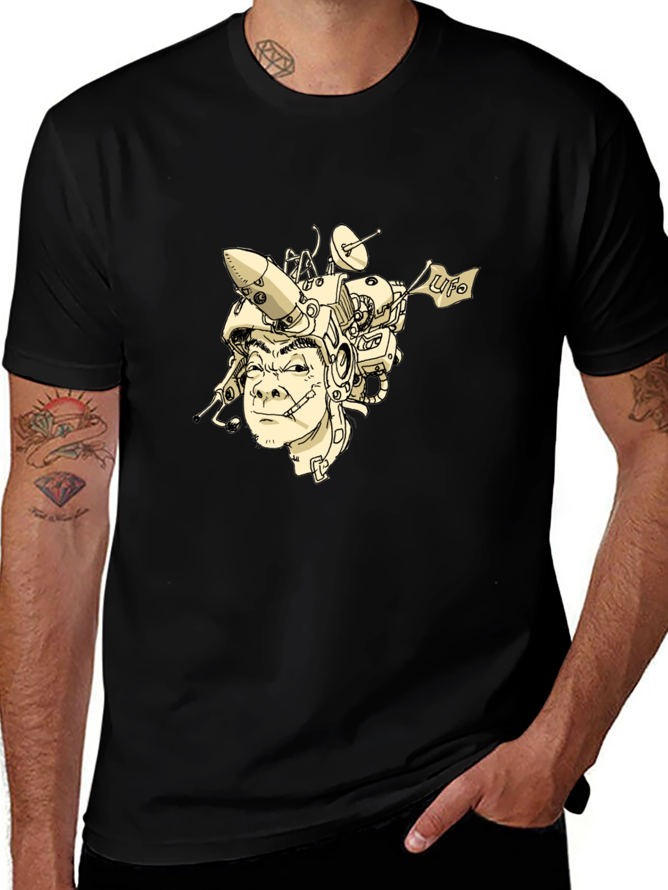 Unique Graphic Print Black T-Shirt