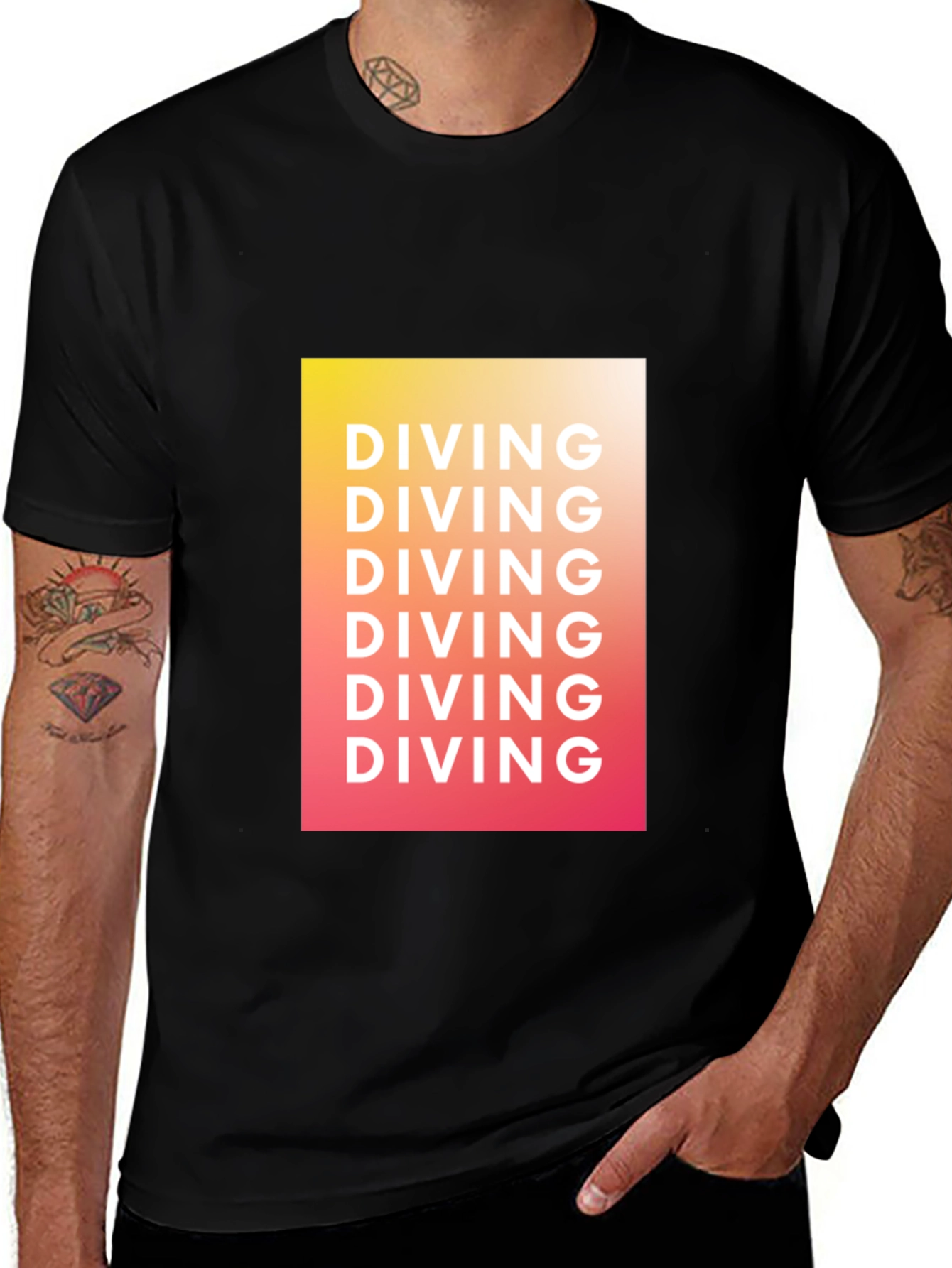 Variant 13 of Diving Graphic Tee - Gradient Black T-Shirt