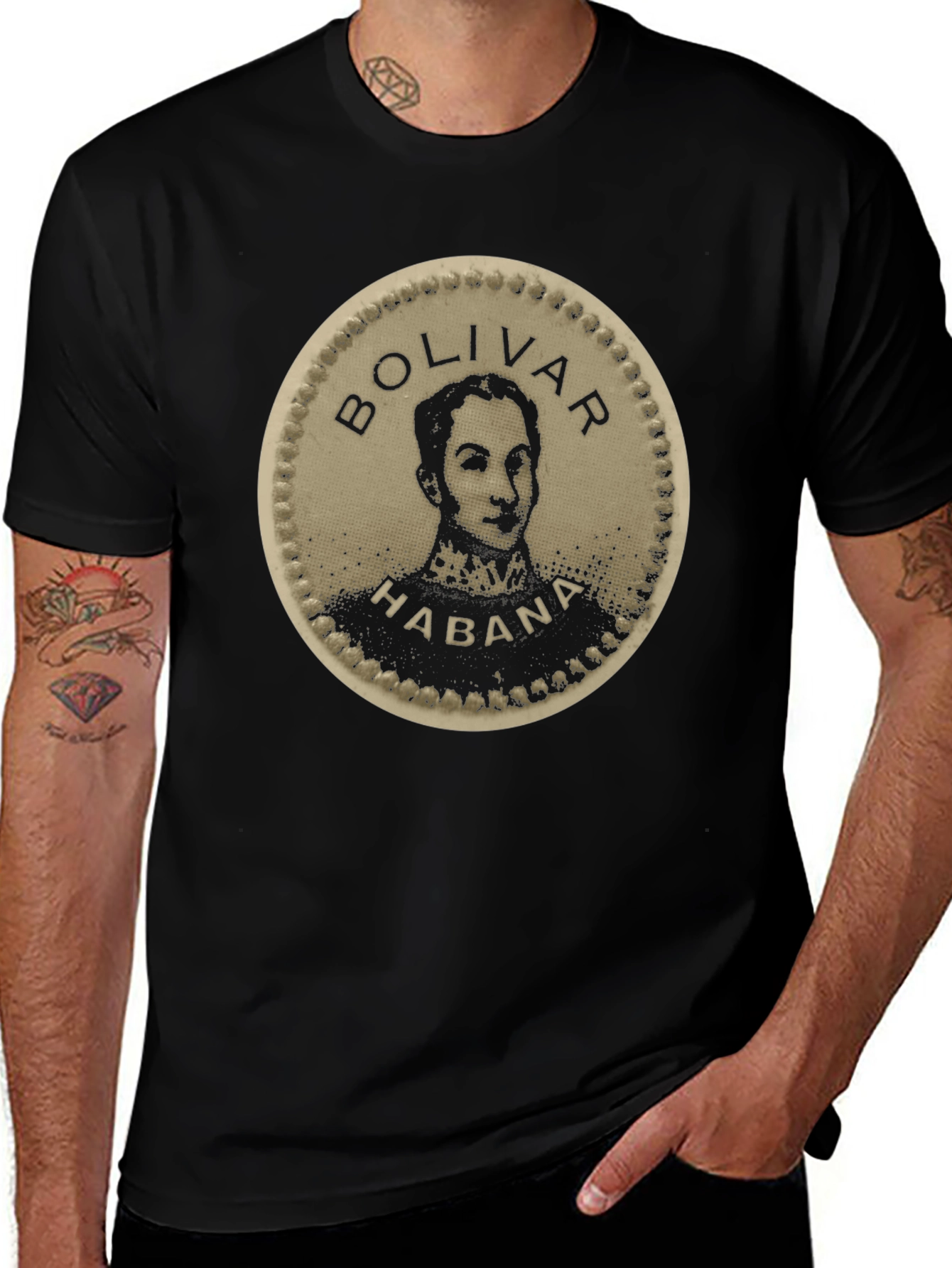 Variant 10 of Bolivar Habana Coin Graphic Black T-Shirt