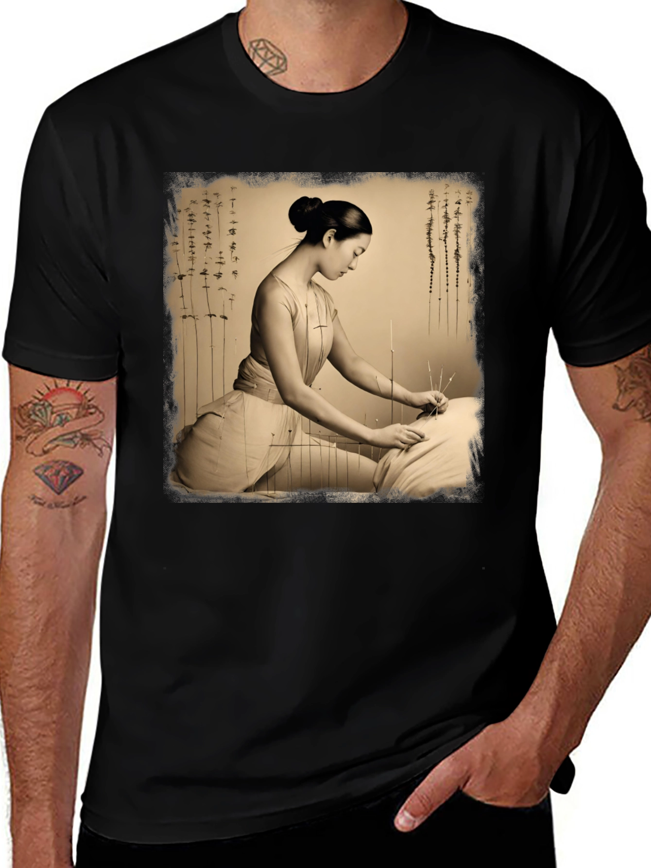 Acupuncture Art Graphic Tee Shirt