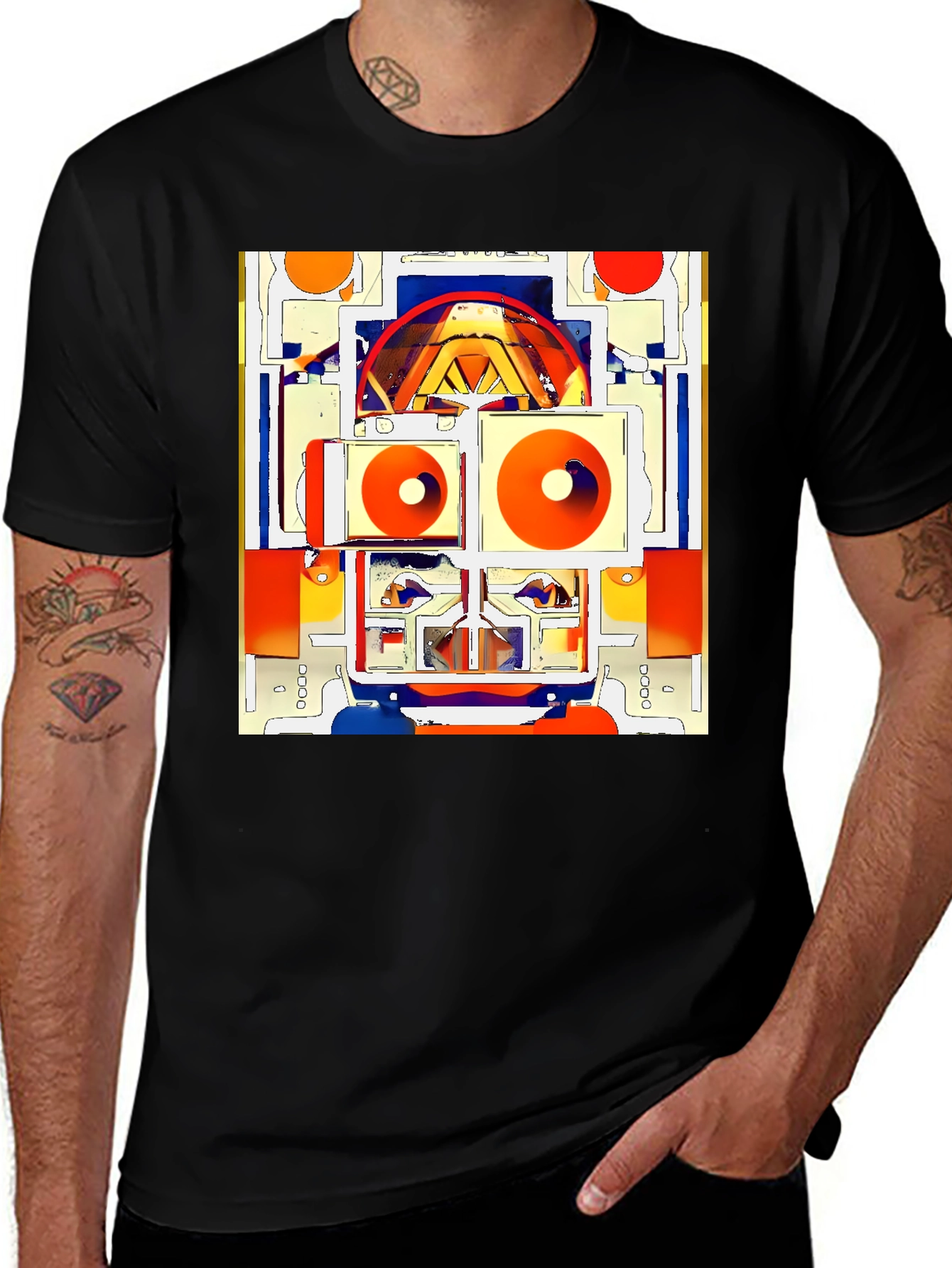 Variant 26 of Abstract Graphic Print Black T-Shirt