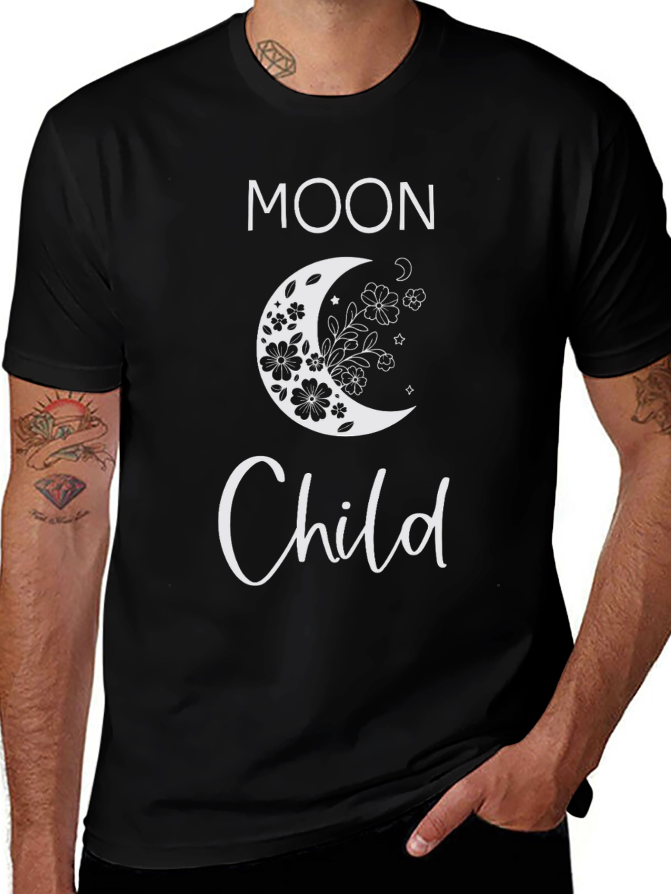 Variant 20 of Moon Child Graphic Tee - Black Cotton T-Shirt