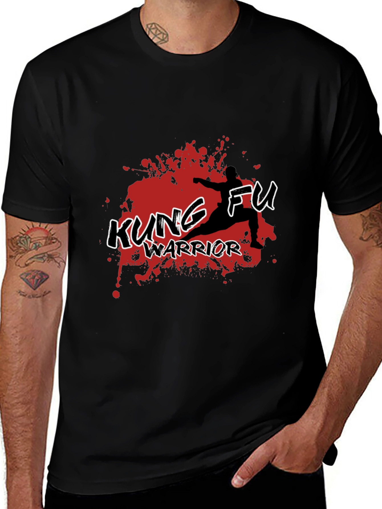 Kung Fu Warrior Graphic Tee - Black Martial Arts Shirt