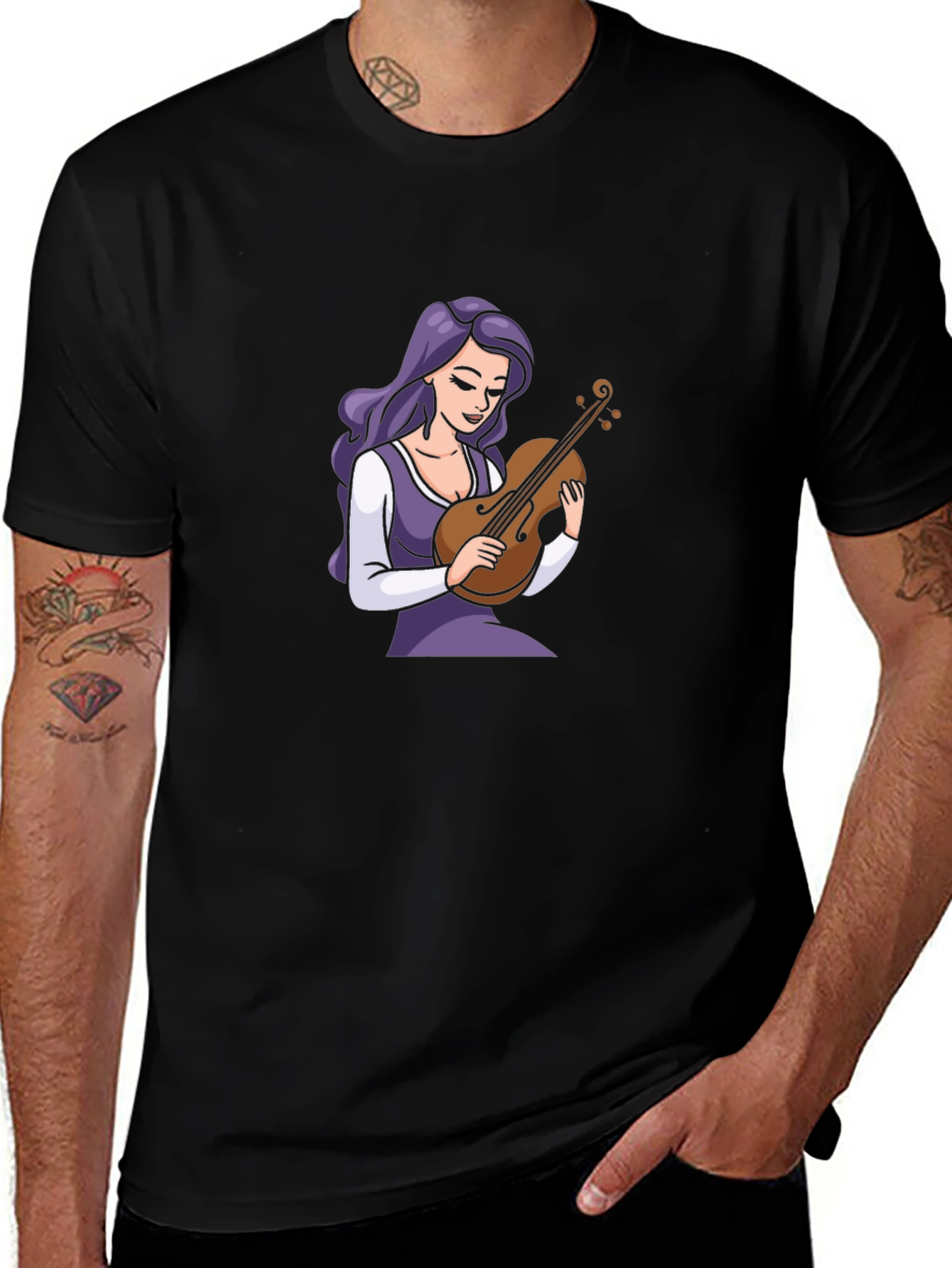 Variant 24 of Violin Girl Black T-Shirt - Stylish Graphic Tee