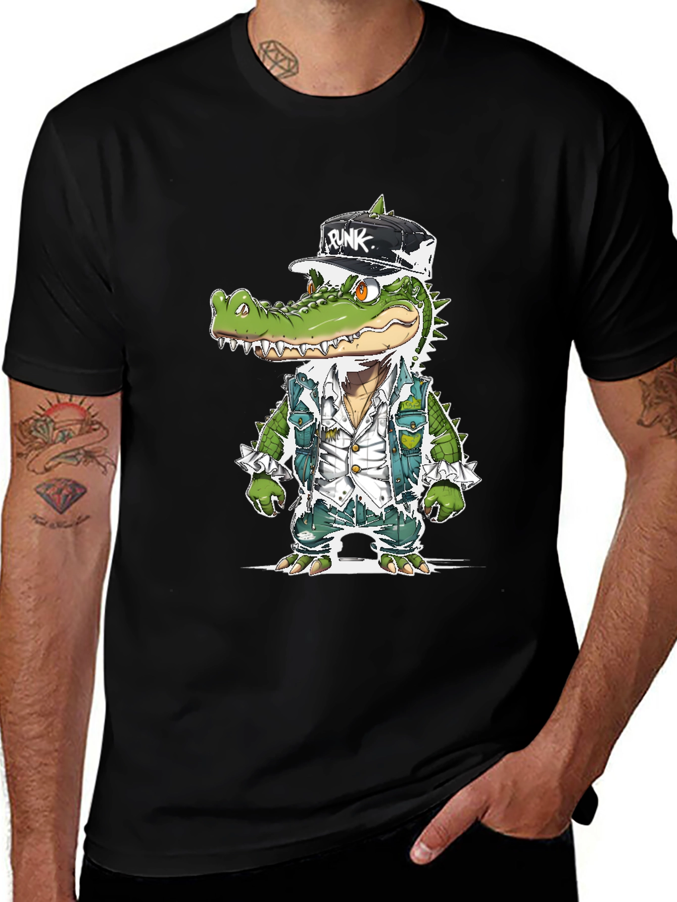 Variant 8 of Punk Gator T-Shirt - Cool Reptile Streetwear