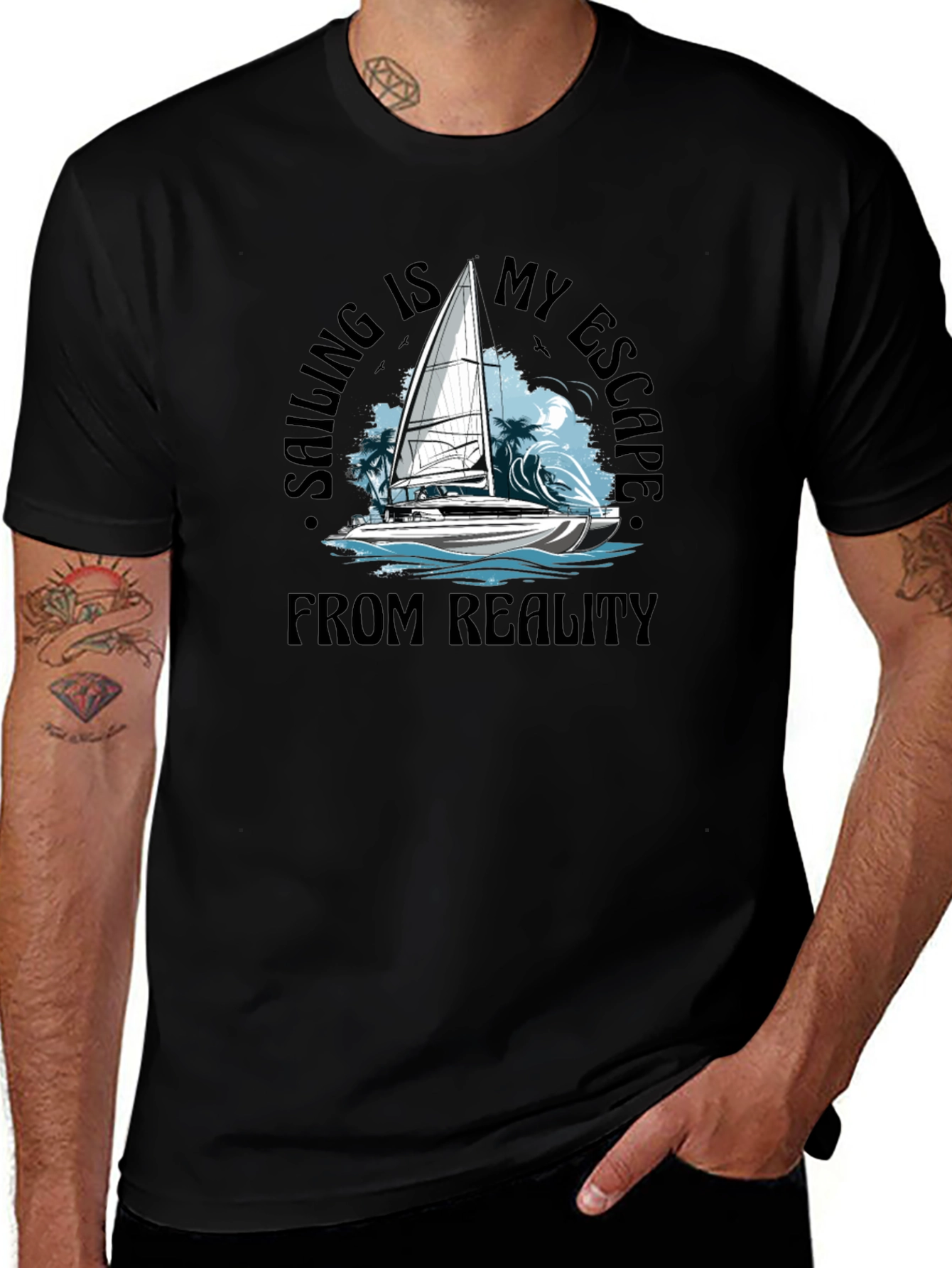 Black Sailing Escape Black T-Shirt main image