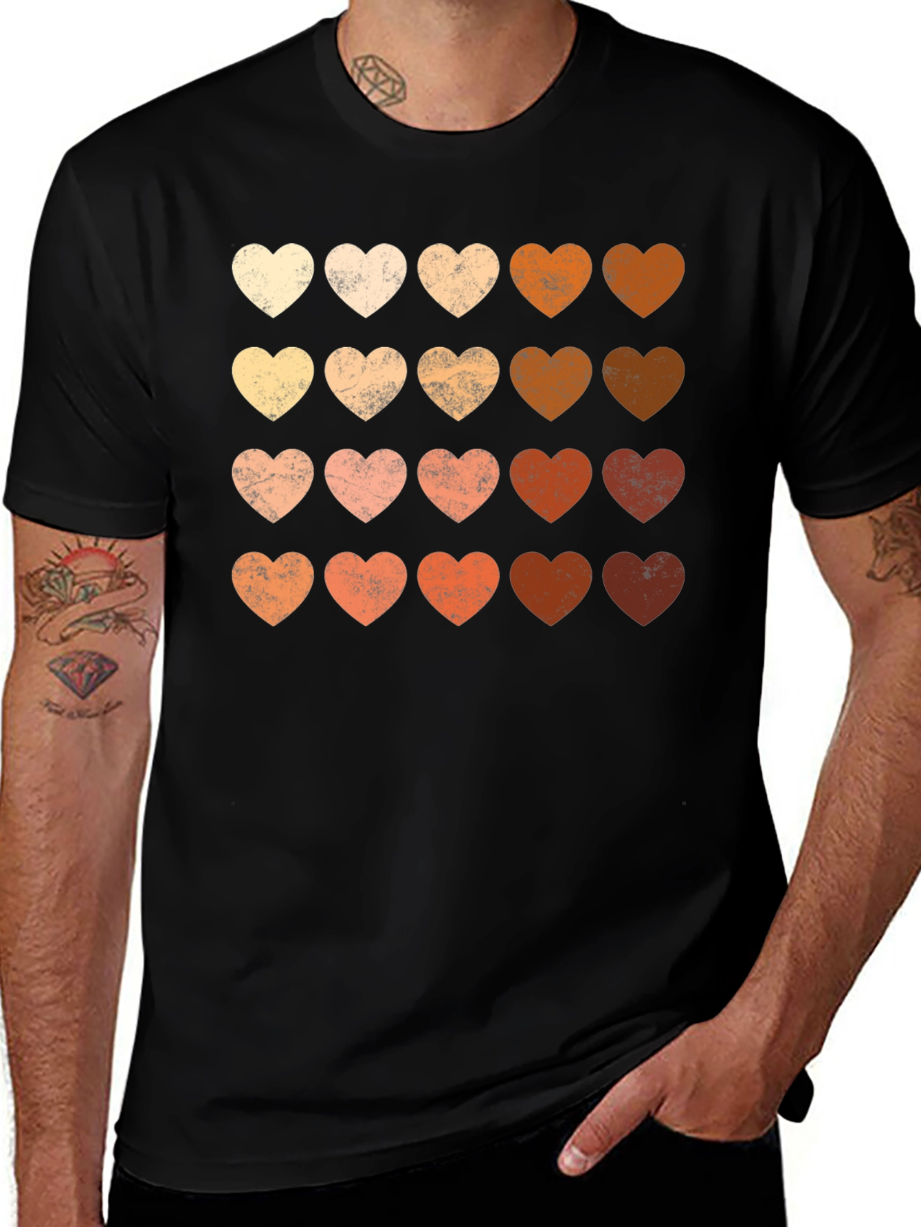 Variant 6 of Diversity Hearts Graphic Tee - Black Cotton Blend T-Shirt