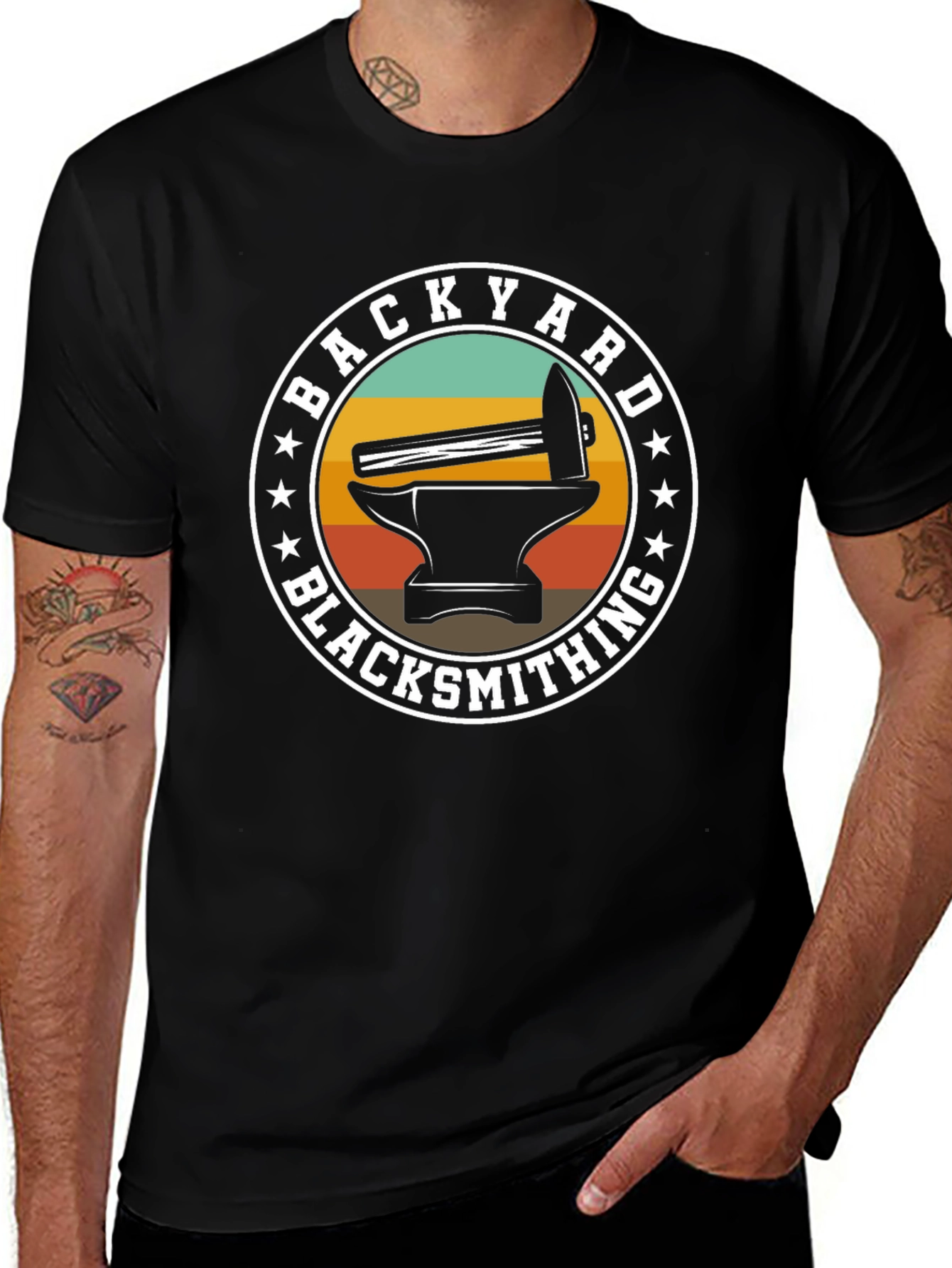Variant 24 of Backyard Blacksmith T-Shirt - Anvil & Hammer Design