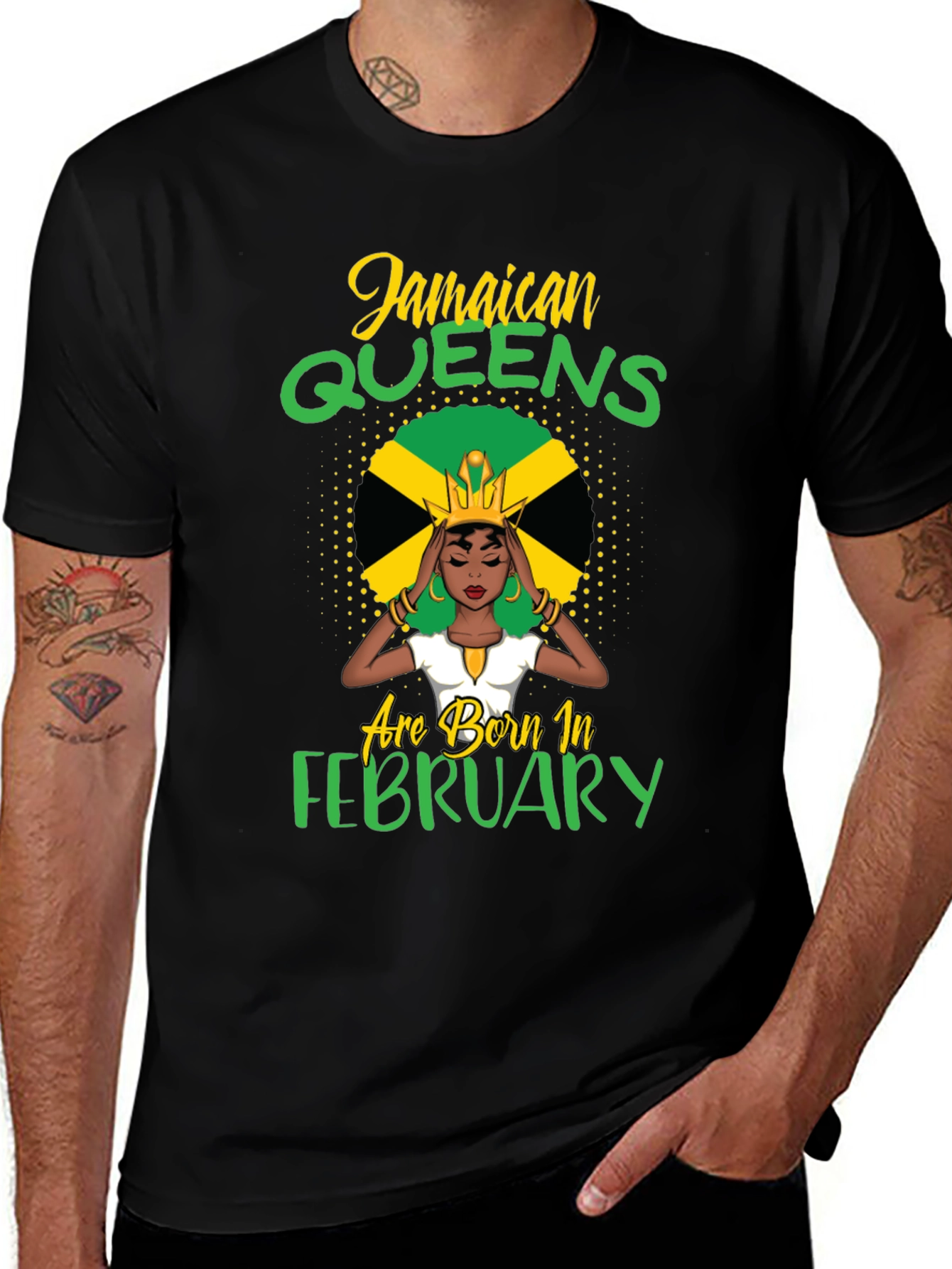 Jamaican Queens Born in February Black T-Shirt