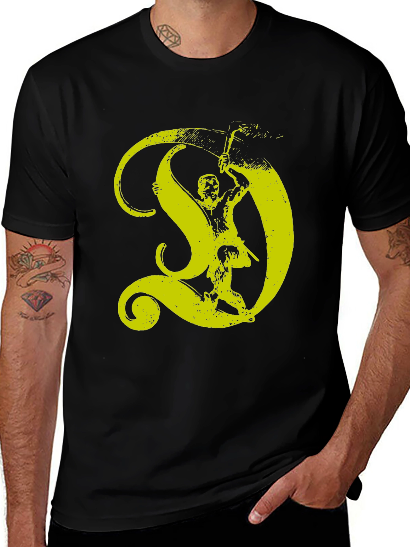 Variant 28 of Black T-Shirt with Yellow Monkey Graphic
