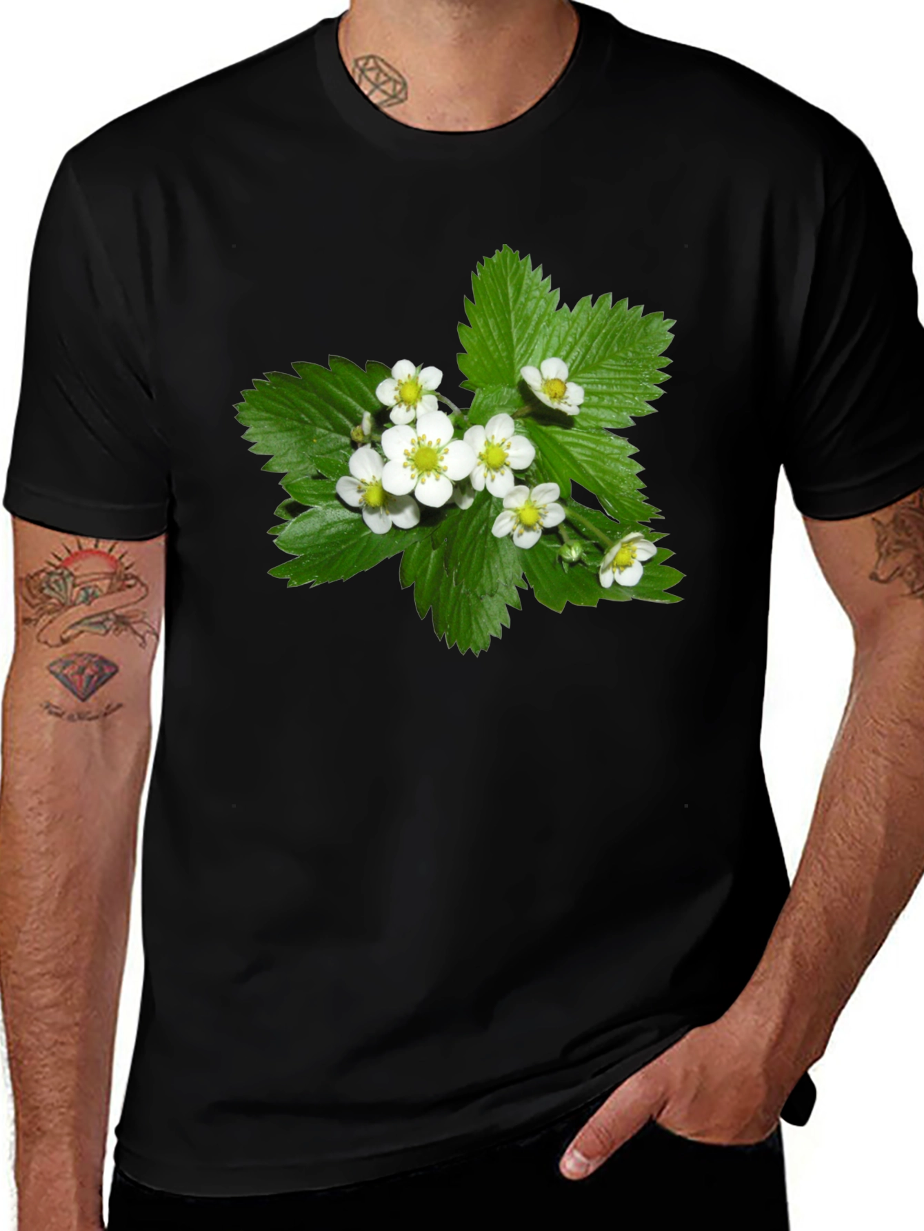 Floral Print Black T-Shirt - Stylish & Comfortable