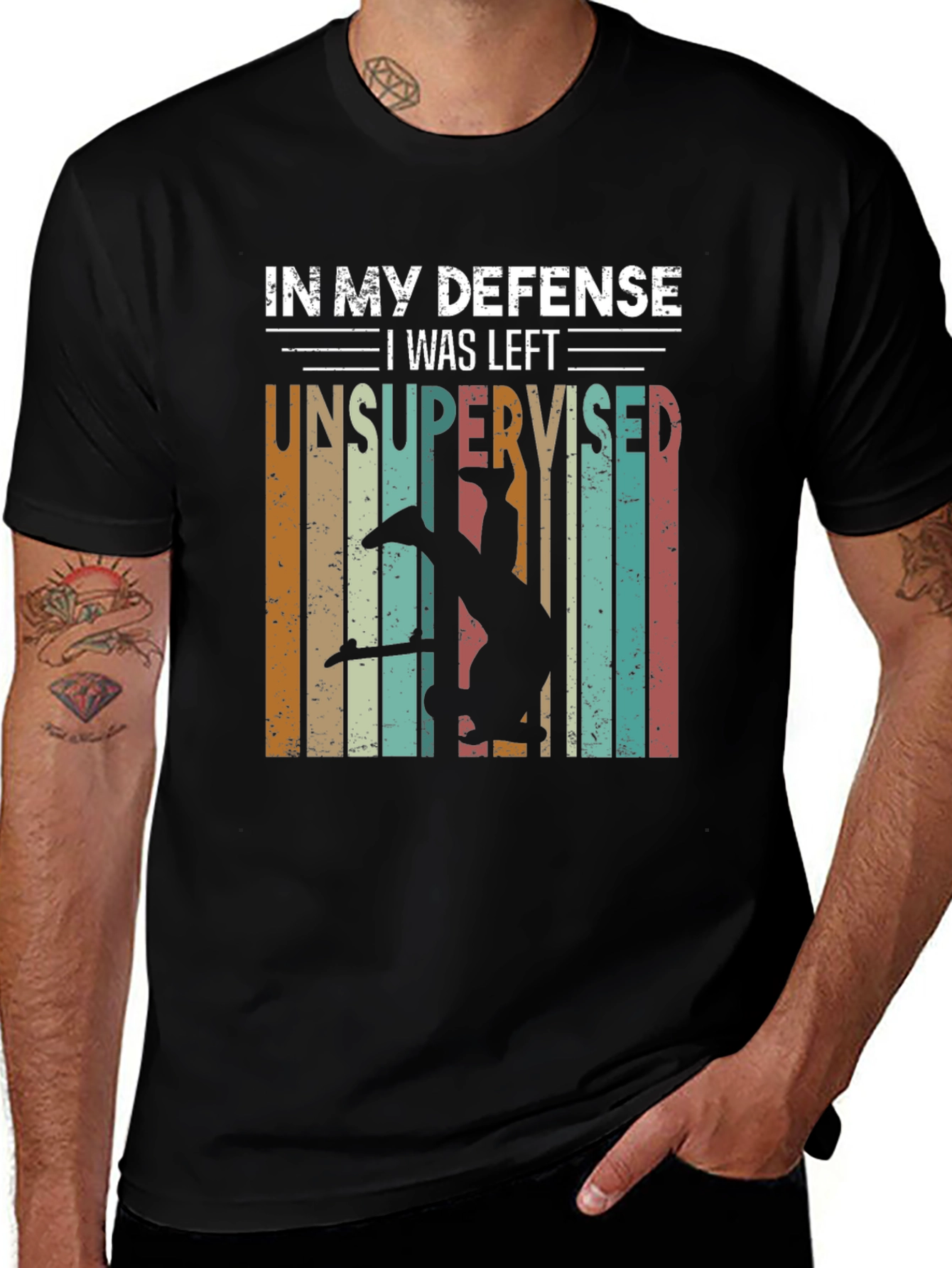 Variant 15 of Funny Skateboarder T-Shirt - In My Defense Unsupervised