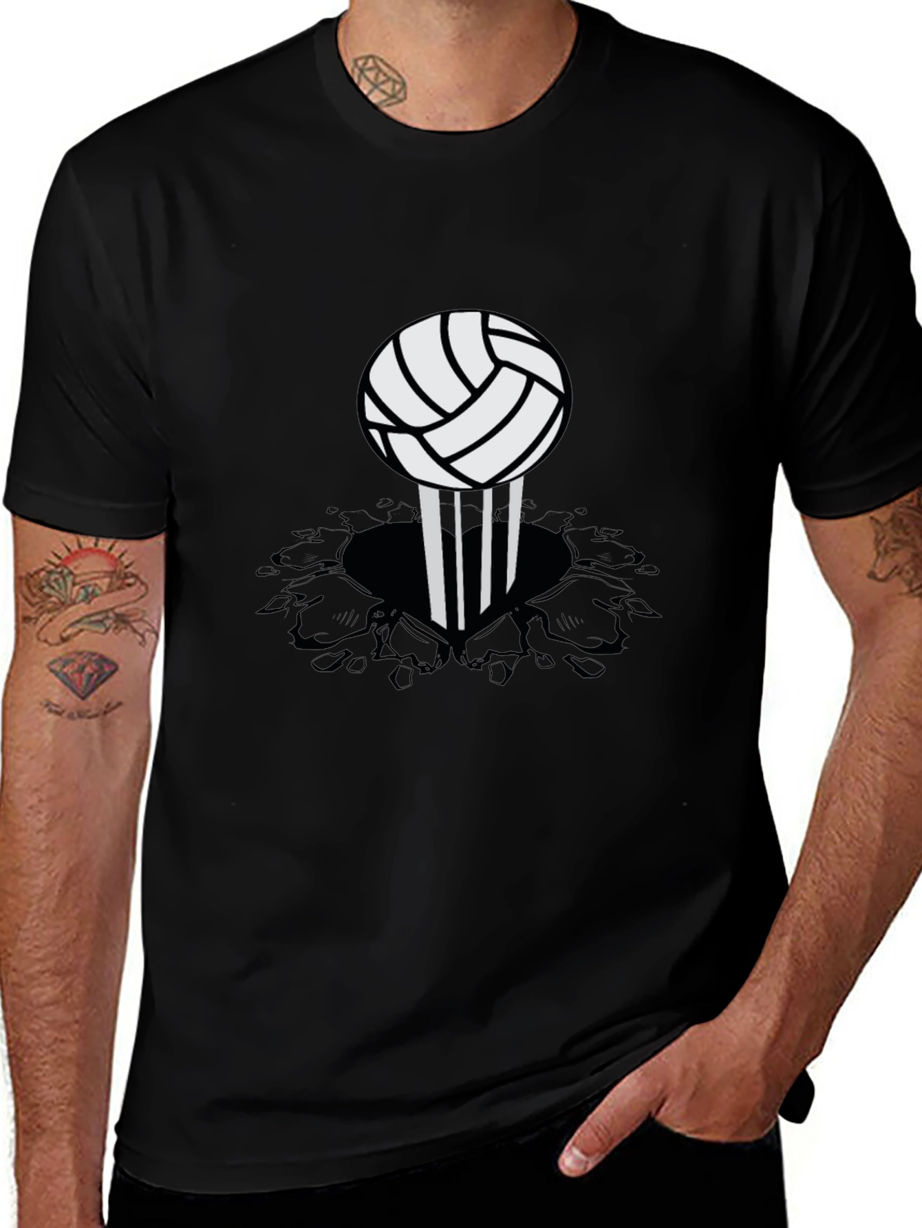 Variant 26 of Volleyball Graphic Black T-Shirt