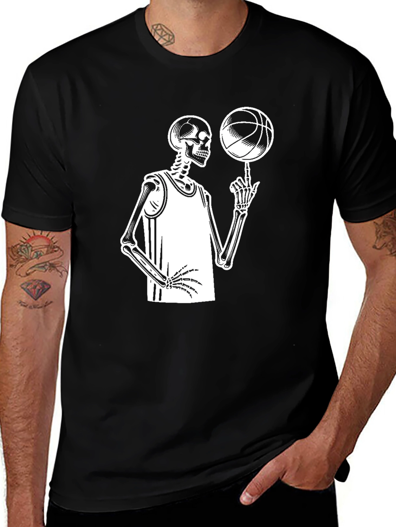 Variant 28 of Skeleton Basketball Player Black T-Shirt