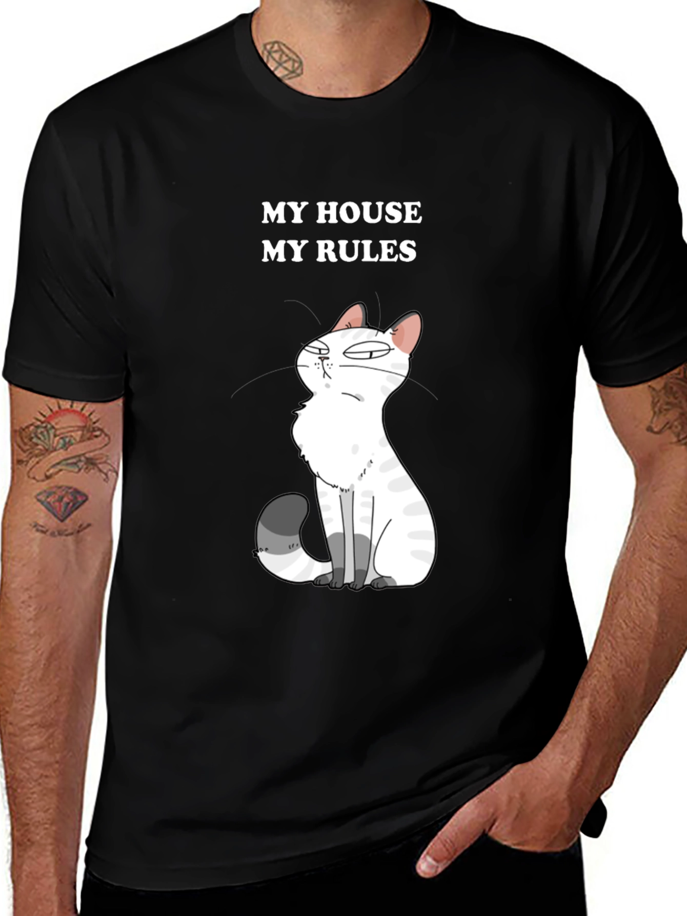 Variant 28 of My House, My Rules Cat Graphic T-Shirt