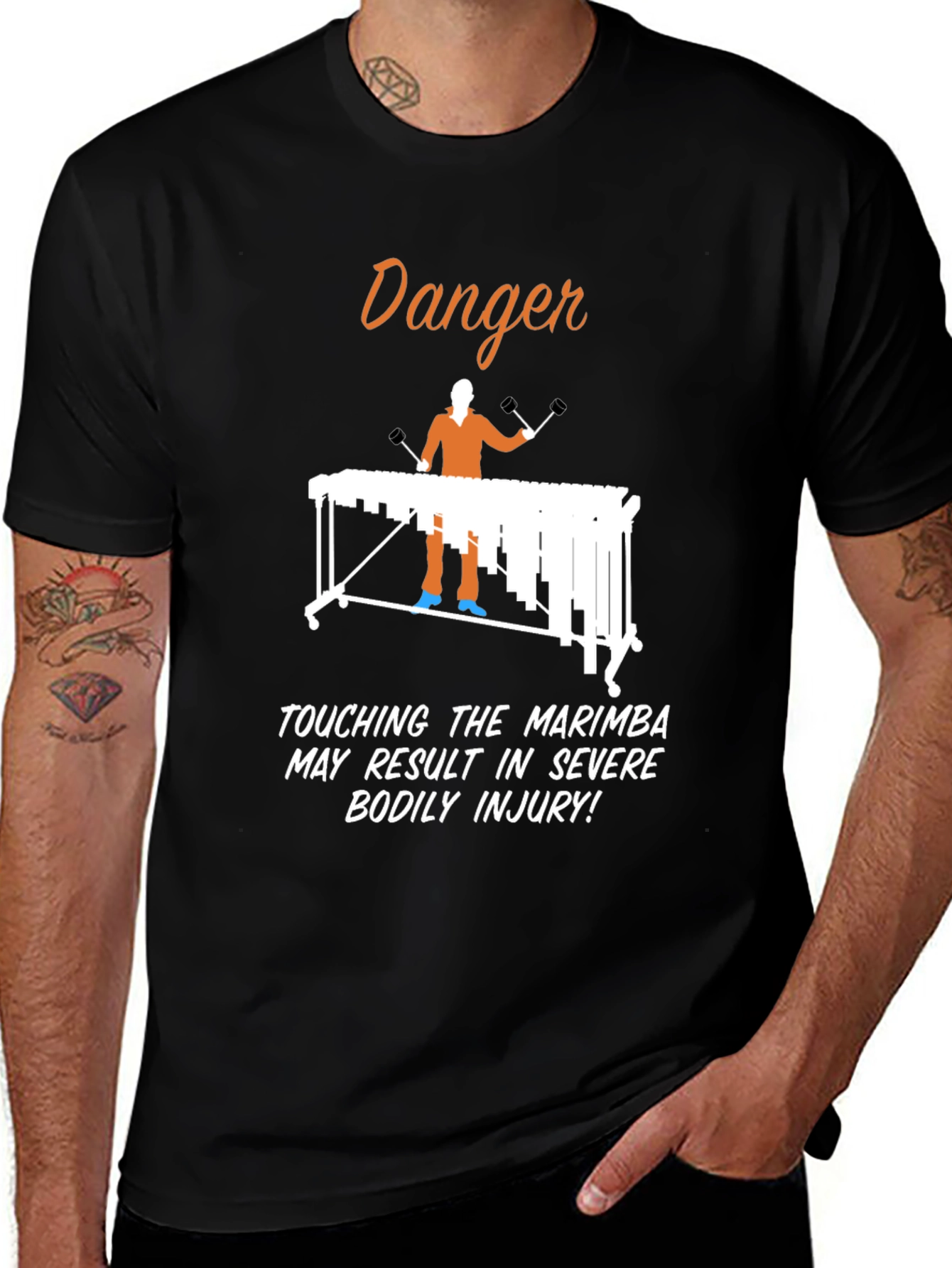 Variant 8 of Marimba Danger Funny Black T-Shirt