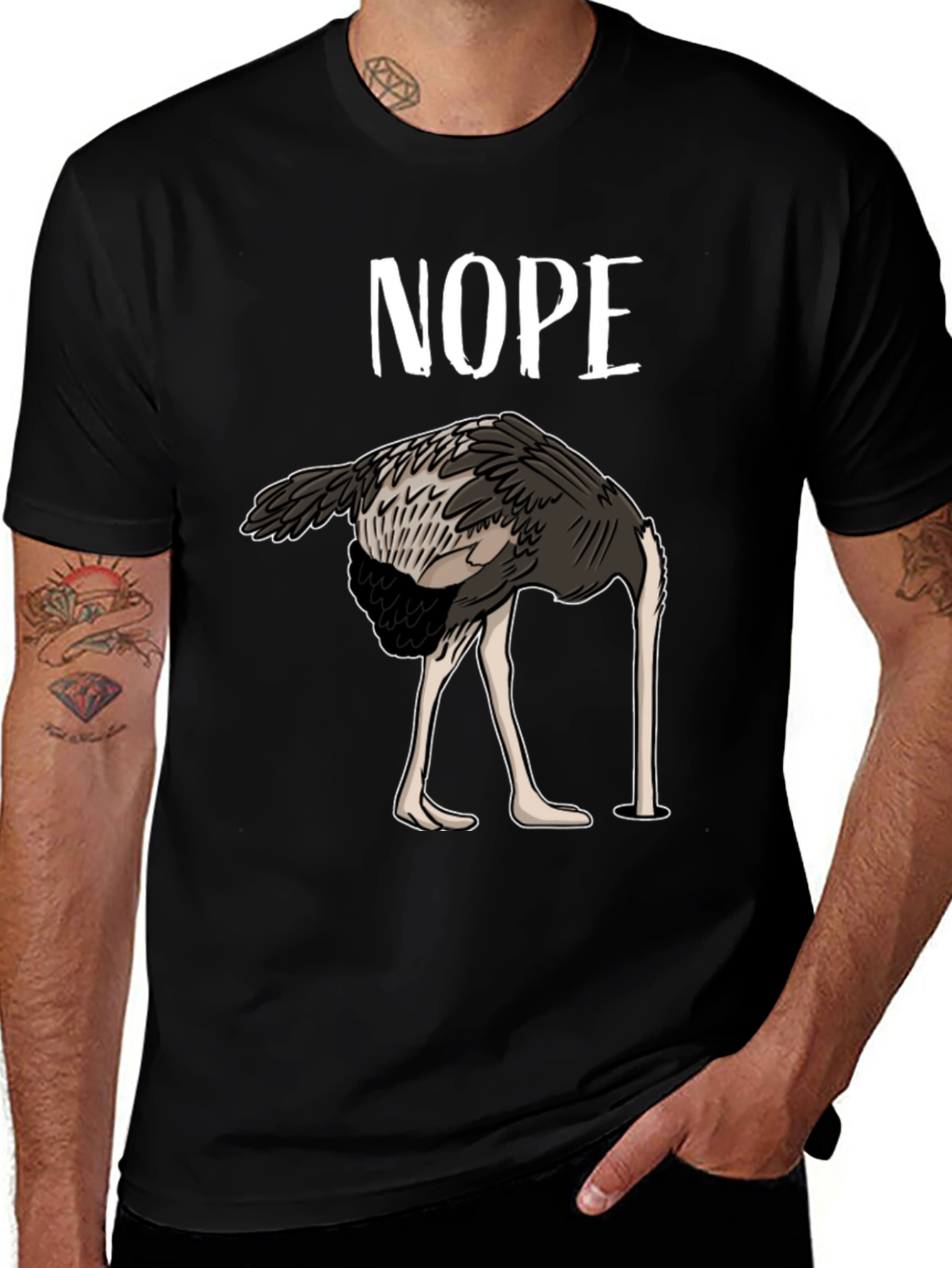 Nope Ostrich T-Shirt Funny Bird Humor Tee