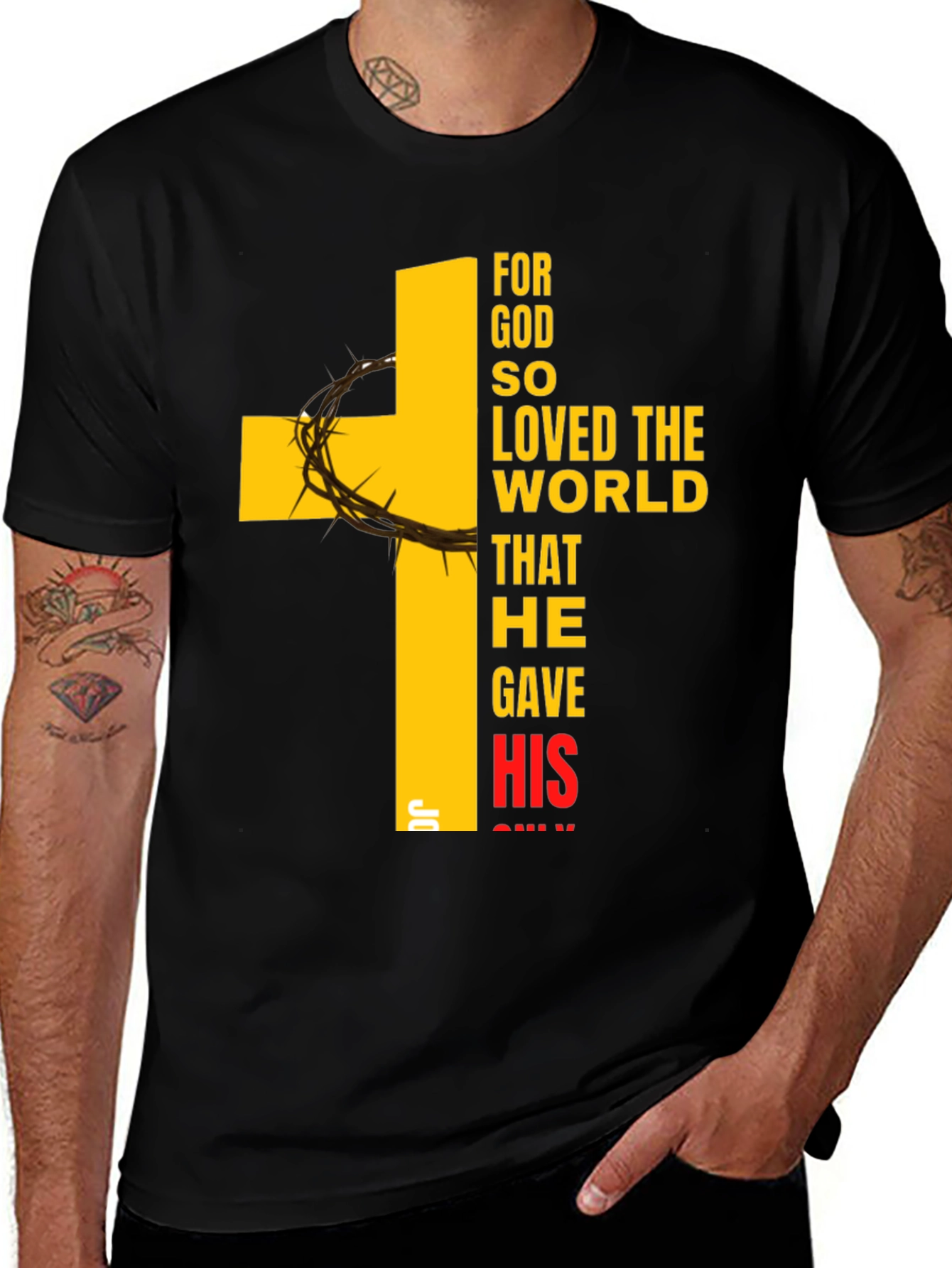 Religious Graphic T-Shirt - For God So Loved The World