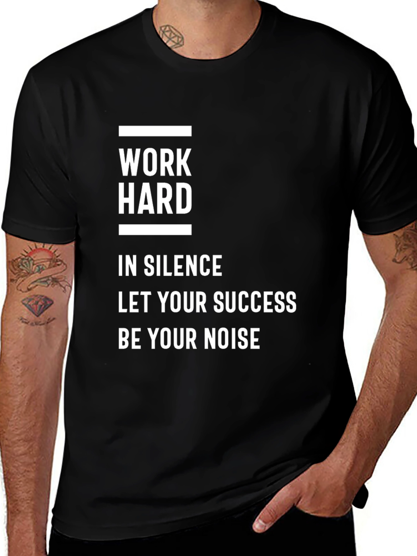 Work Hard in Silence Motivational Black T-Shirt