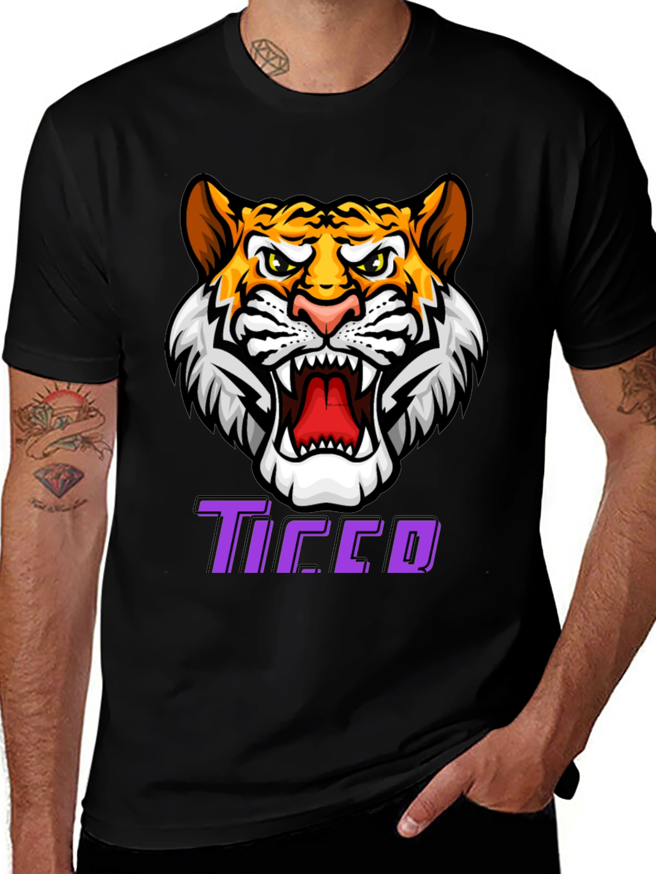 Variant 17 of Tiger Graphic Black T-Shirt