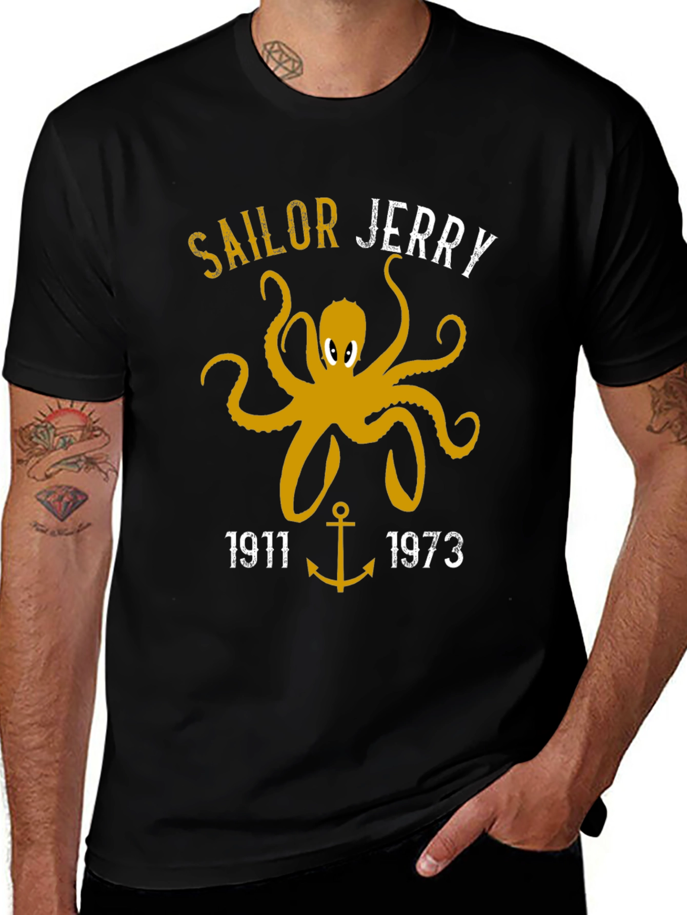 Variant 25 of Sailor Jerry Octopus Graphic Tee - Black