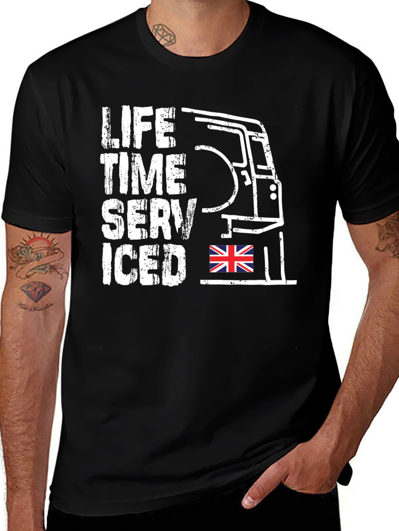Variant 2 of Life Time Serviced T-Shirt - Classic British Car Tee