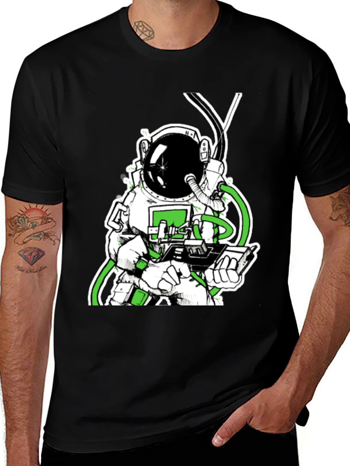 Variant 22 of Astronaut Graphic Tee - Black Cotton T-Shirt