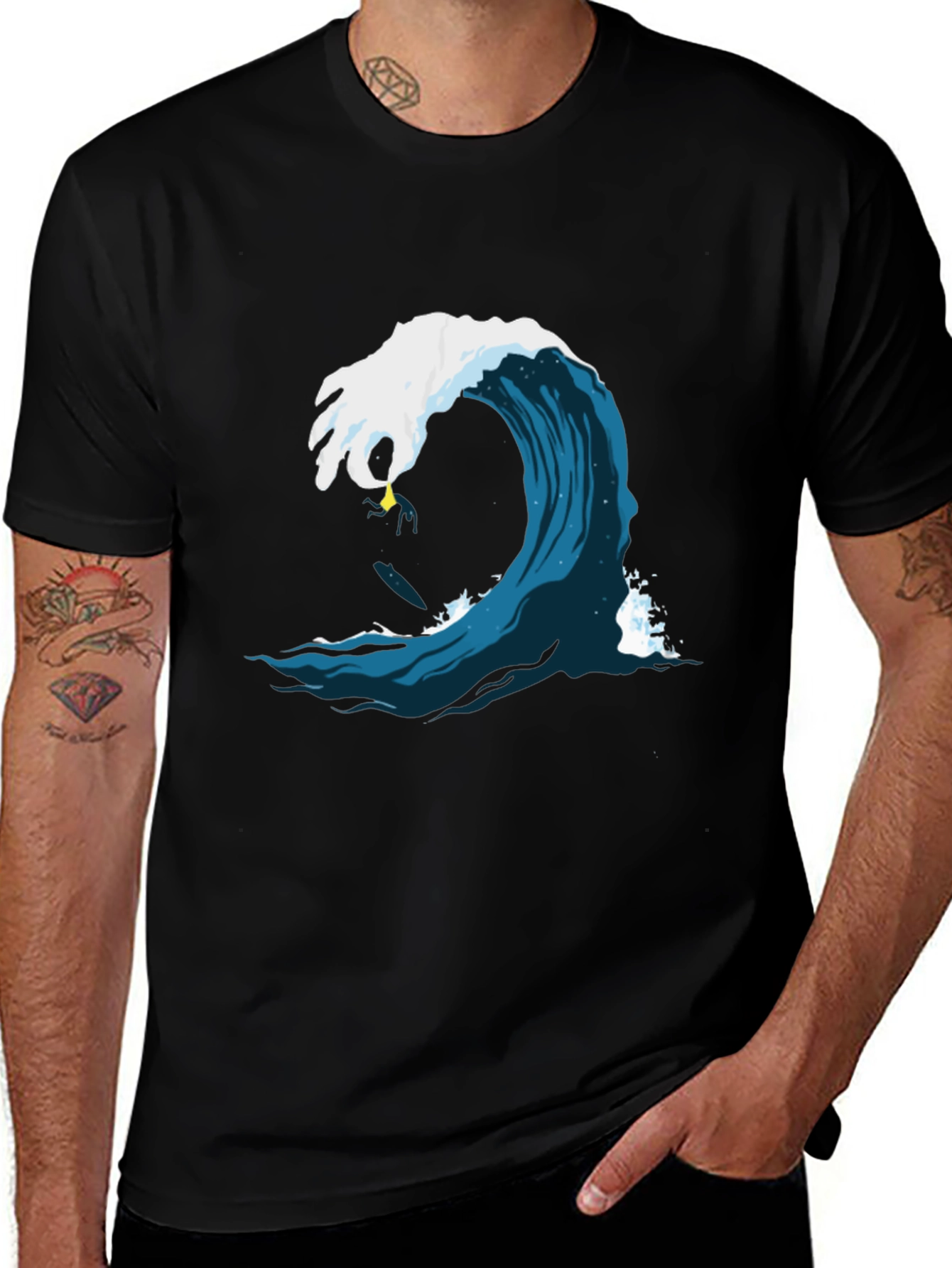 Variant 14 of Wave Rider Graphic Tee - Black Cotton Comfort